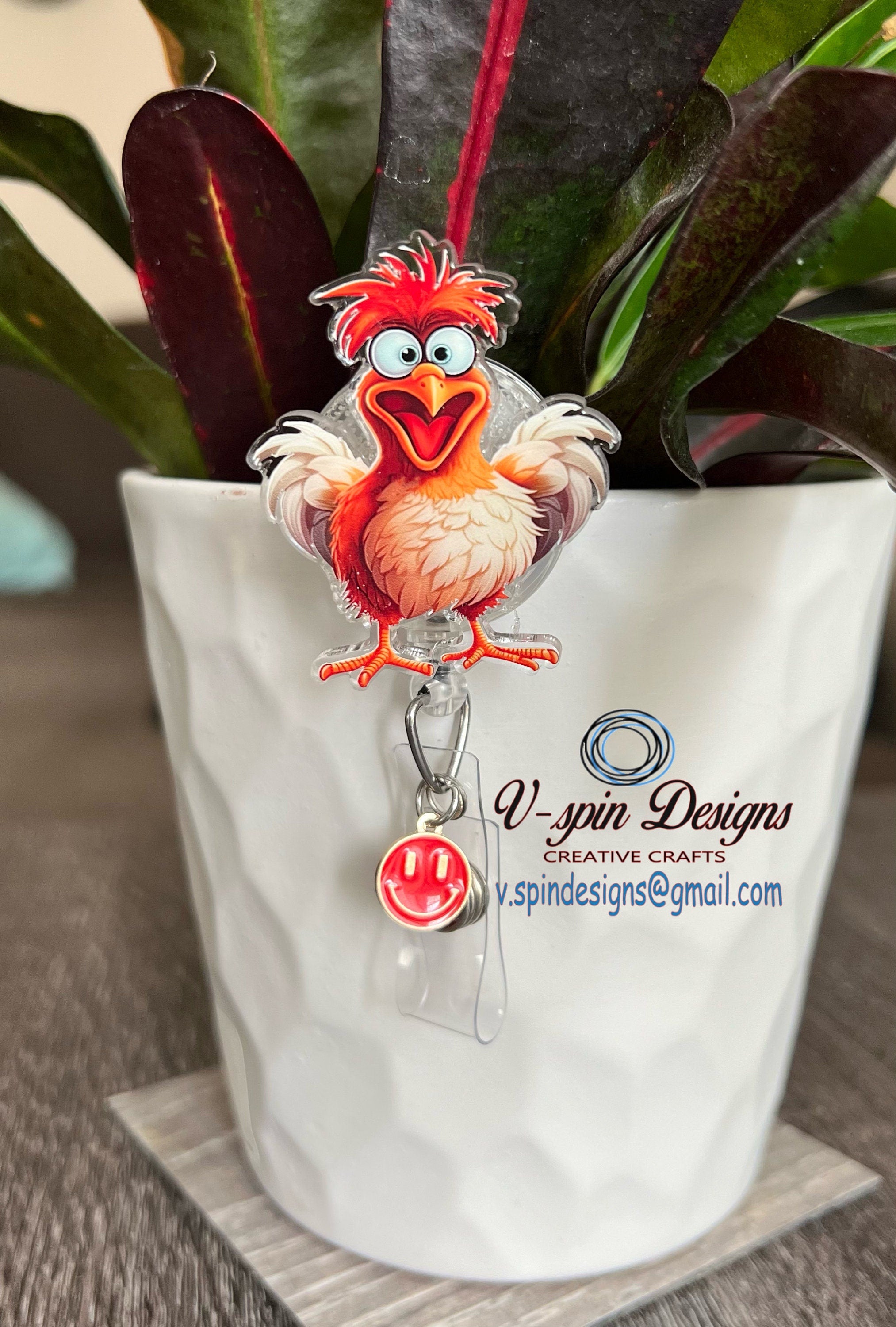 Funny Rooster Badge reel/ID Holder card holder/nurse/teachers/farm/silly