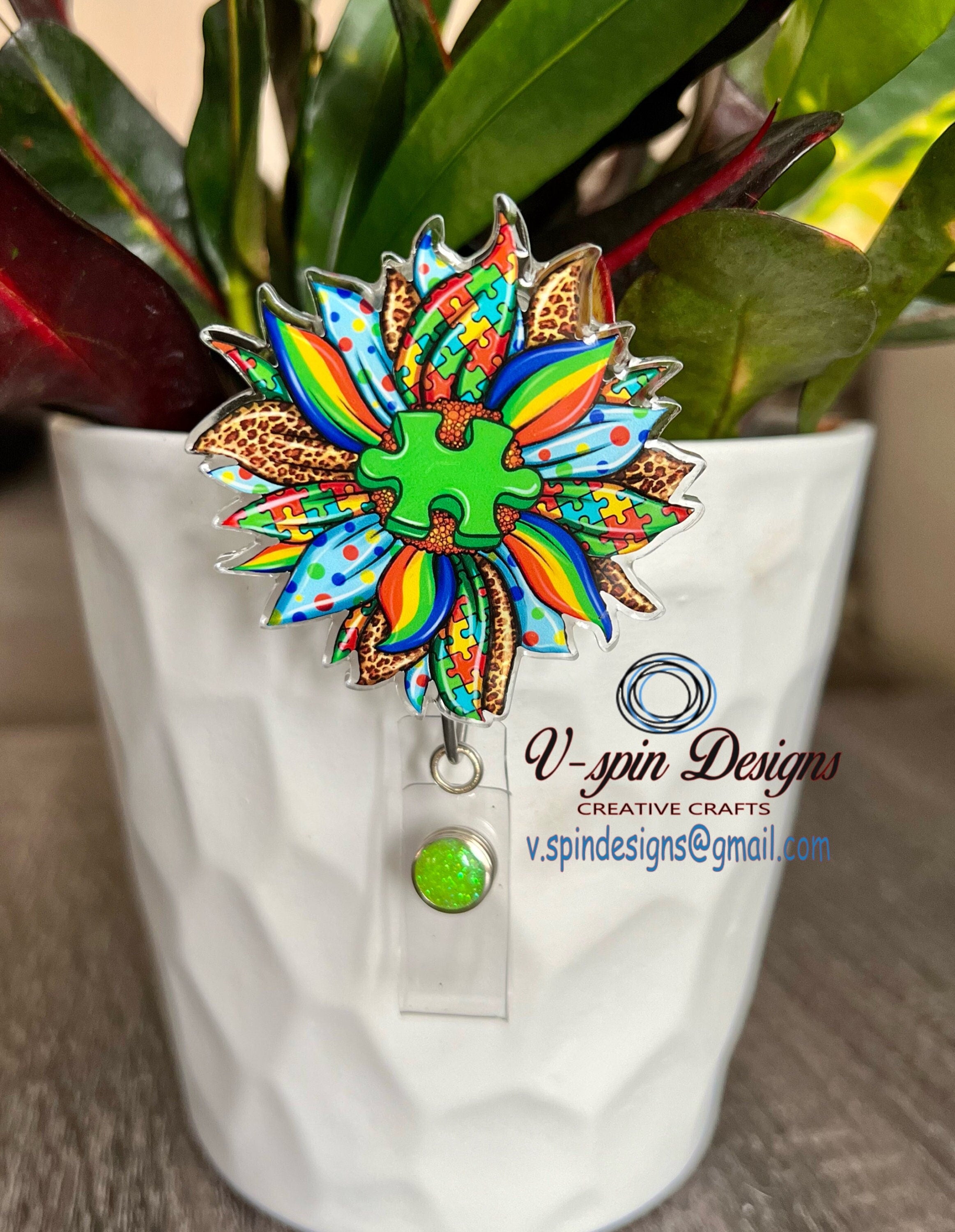 Autism Awareness Sunflower badge reel/ID holder/ card holder/nurses/pediatrics/teachers