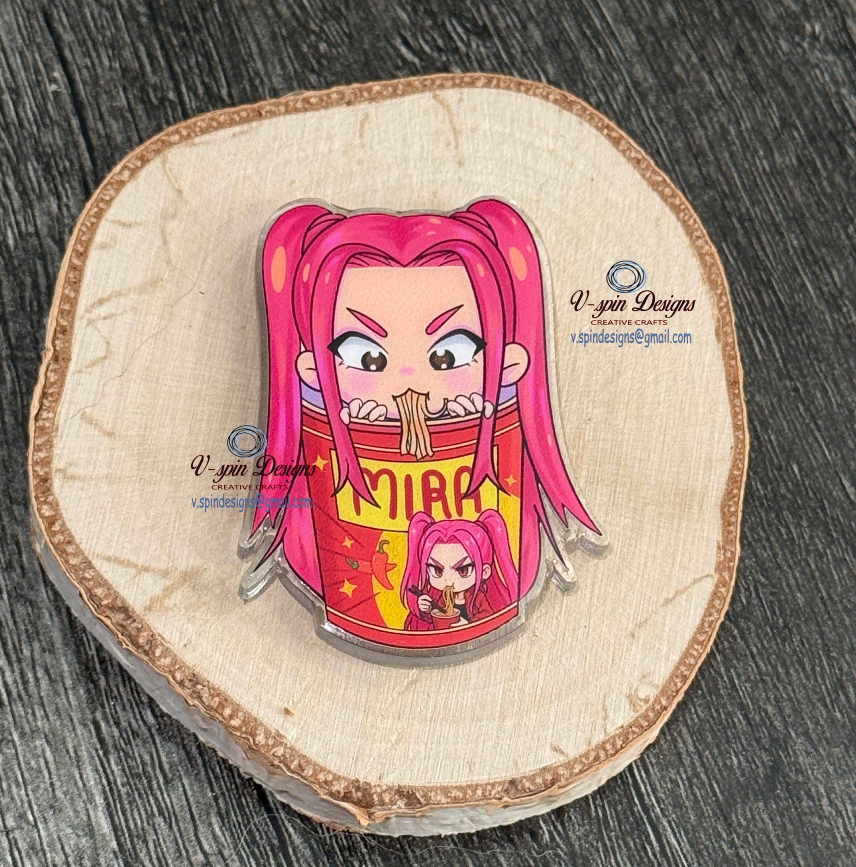 Ramen Noodle Cup Badge Reel | Retractable Acrylic ID Holder