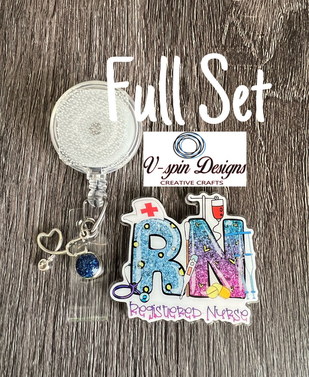 RN Registered Nurse Badge Reel | Retractable Acrylic ID Holder