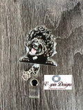 Black Doodle Dog Badge Reel | Retractable Acrylic ID Holder for Dog Lovers