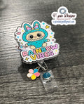 Rainbow Little Monster Retractable Badge Reel: nurse badge reels/cute badge reels