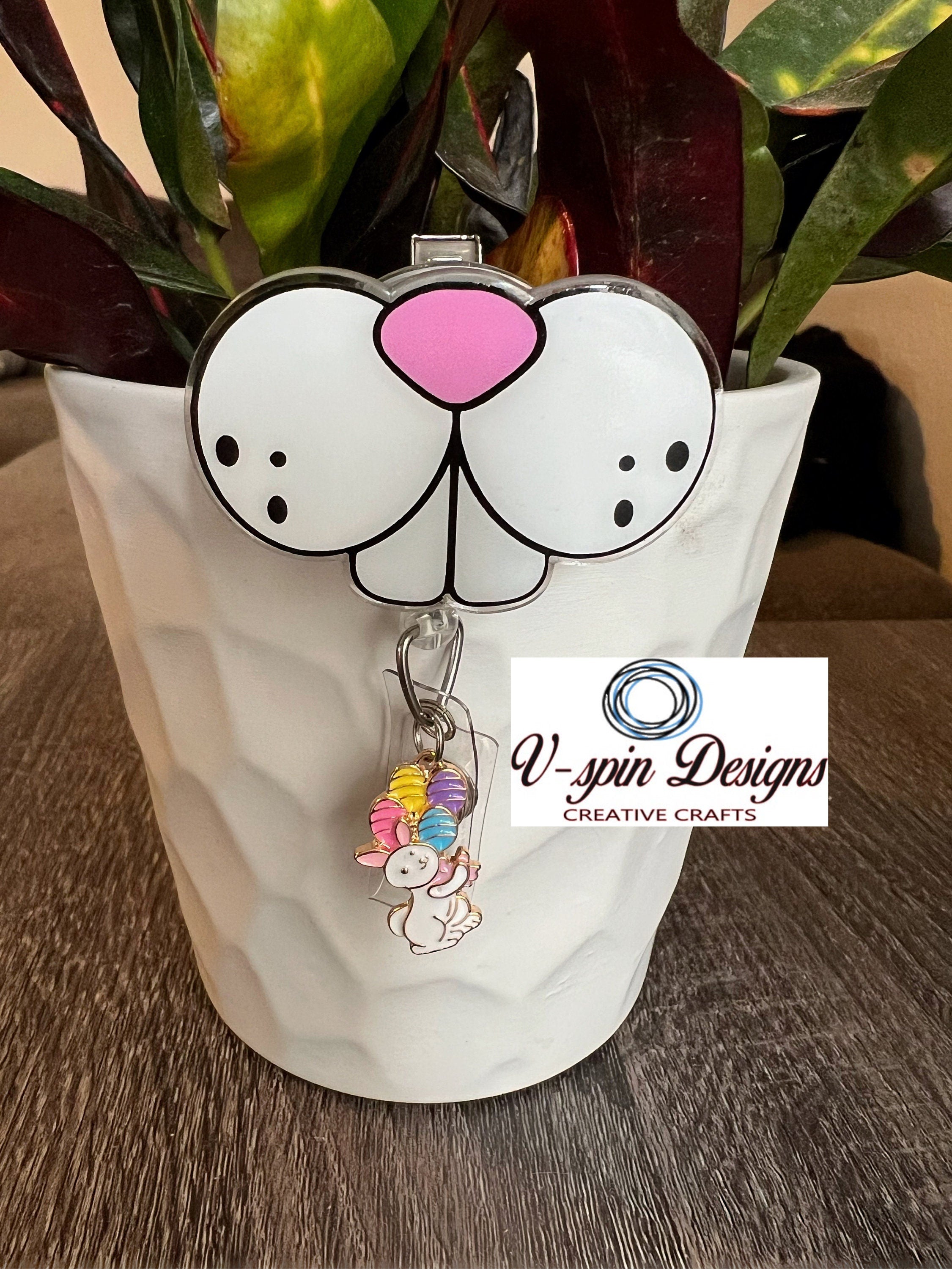 Bunny Nose Badge Reel | Easter Retractable Acrylic ID Holder