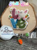 Easter Bunny Butt Badge Reel: Funny Crochet-Look Acrylic ID Holder