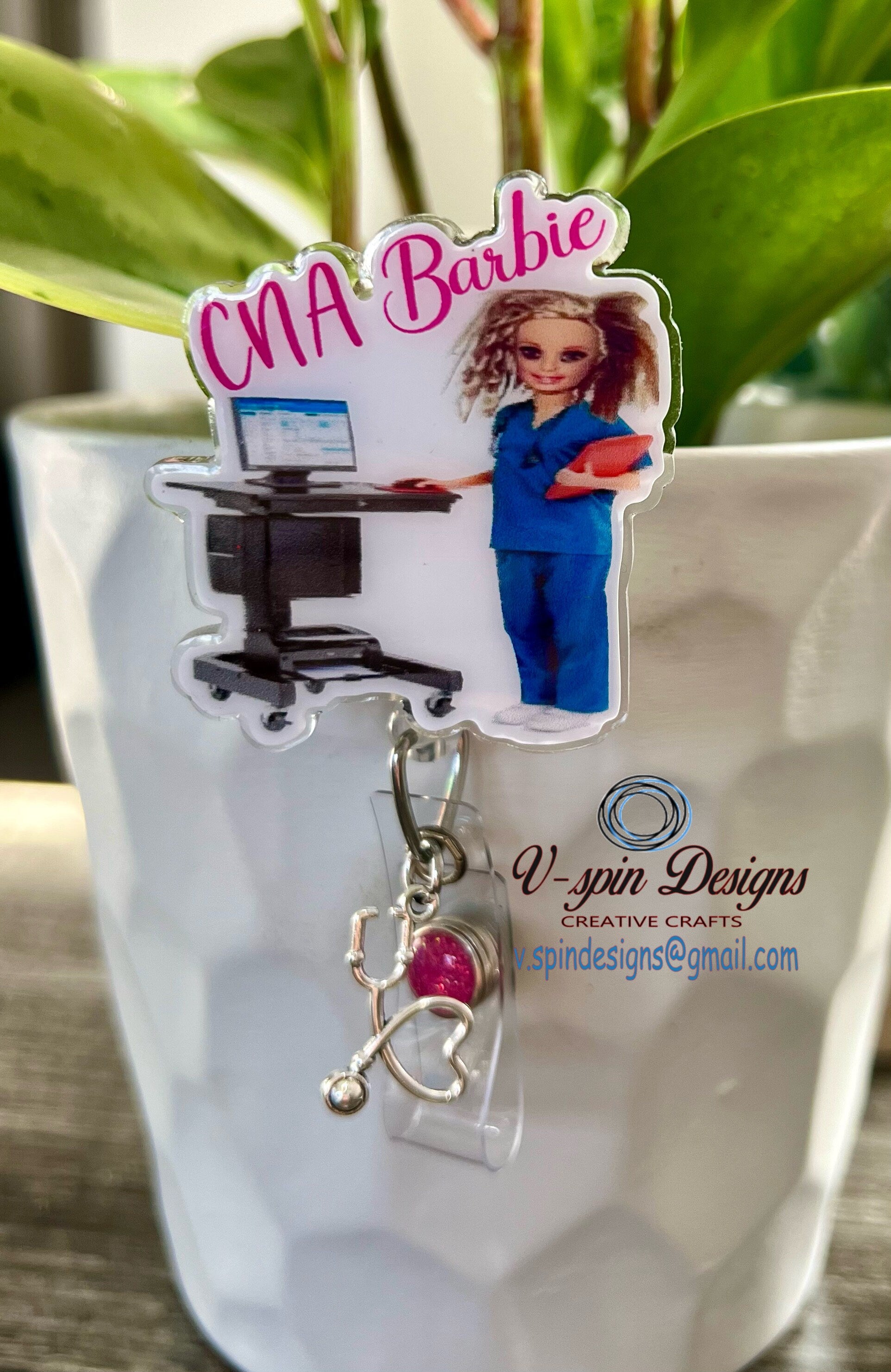 1.9”  Acrylic, Funny CNA Badge reel/ID Holder card holder/nurse/teachers/fun/silly nurse assistant