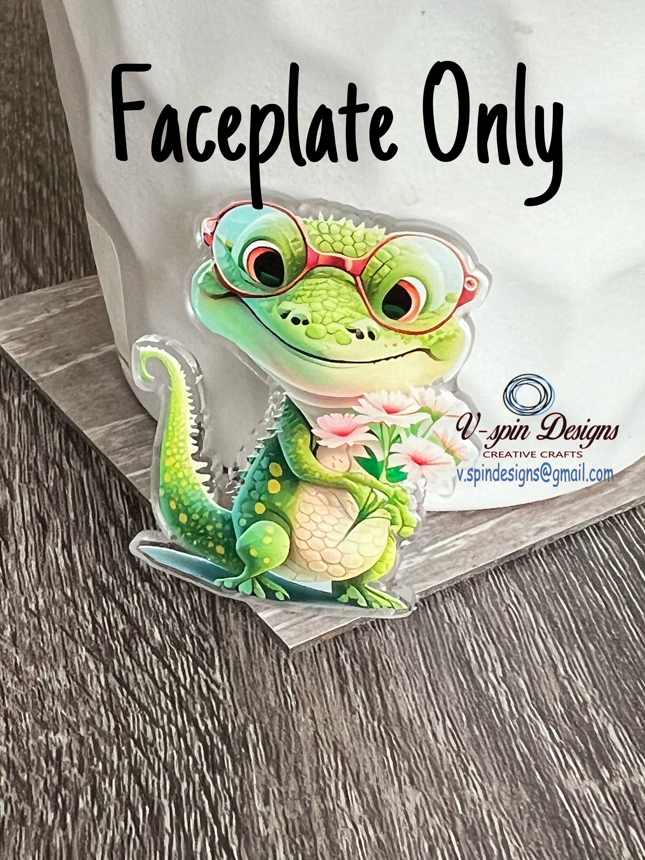 Cute Crocodile with Flowers Badge Reel | Retractable Acrylic ID Holder