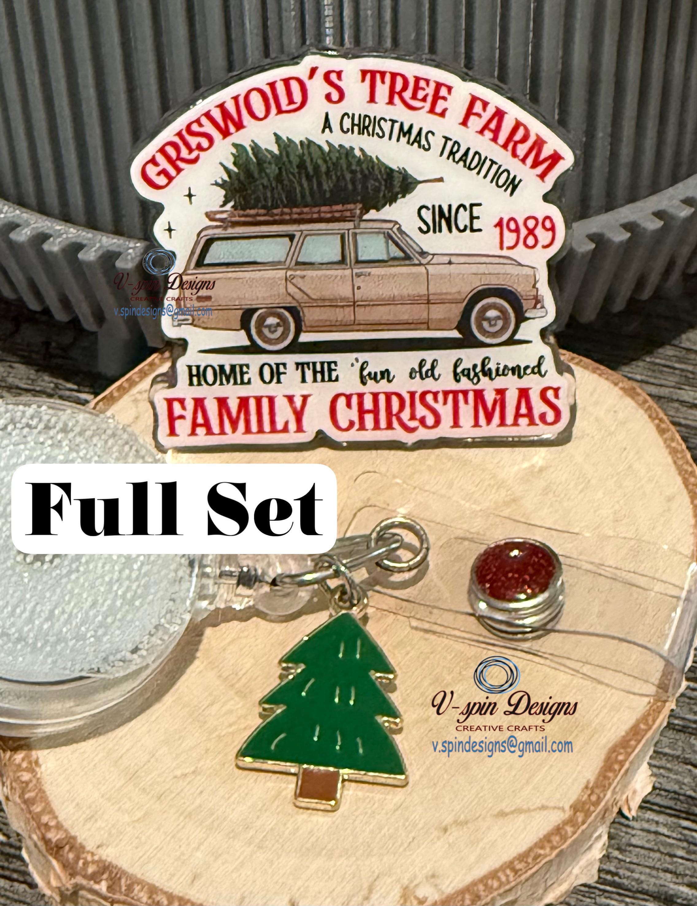 Family Christmas Tree Tradition Badge Reel: Funny Holiday Acrylic ID Holder