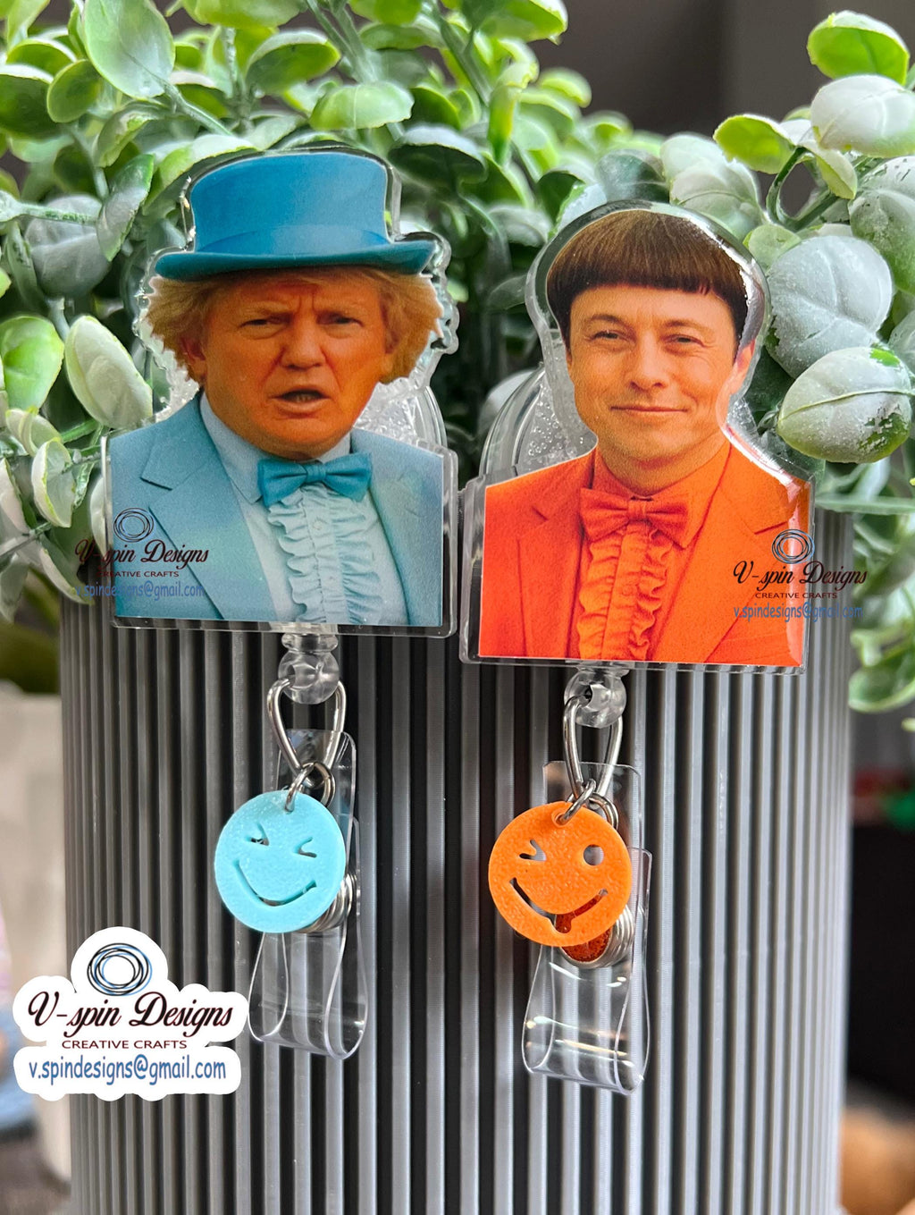 Funny Face Badge Reel: "Dumb or Dumber" Interchangeable Acrylic ID Holder