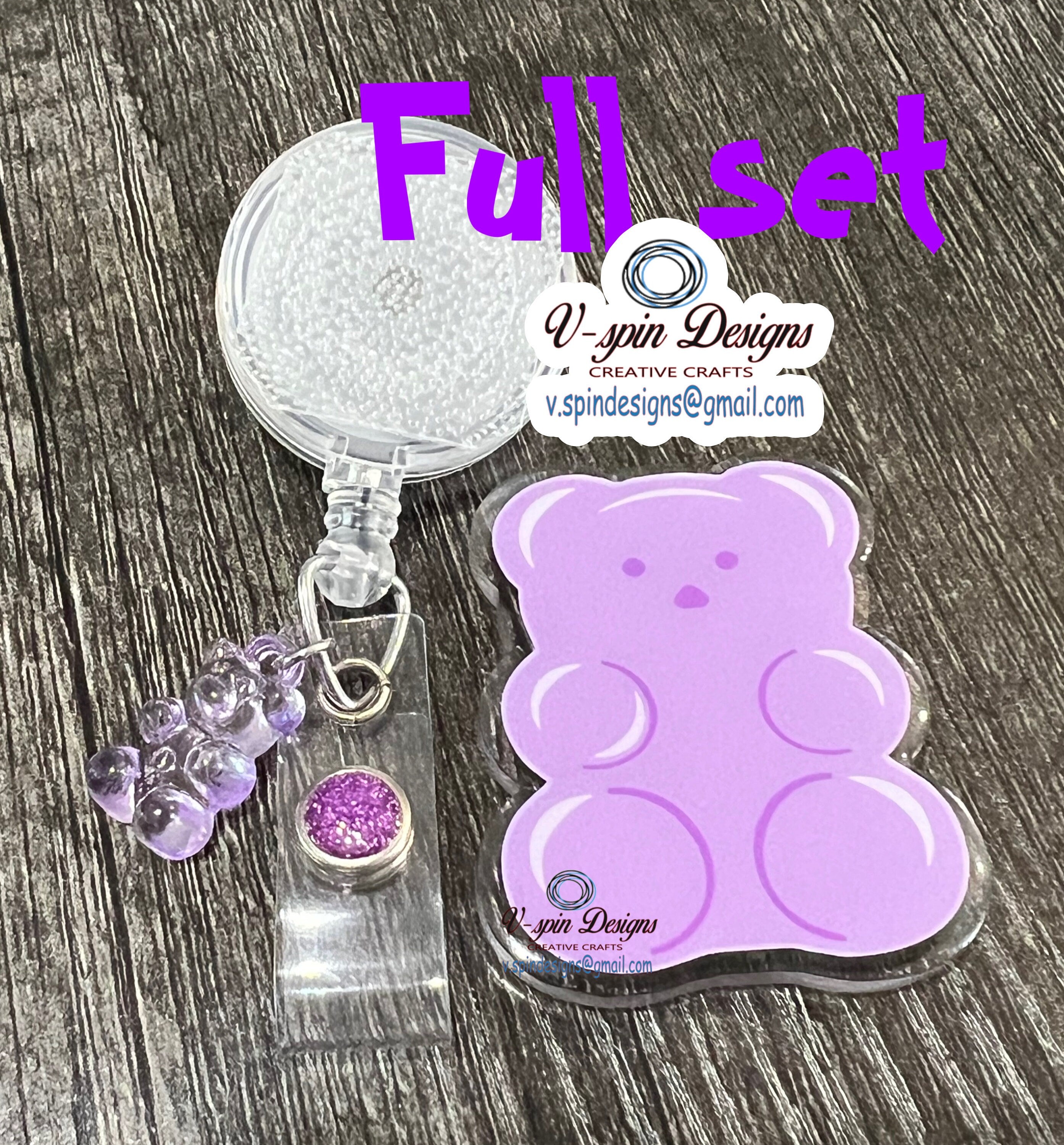 Chunky Gummy Bear purple retractable badge reel/ID holder/nurse/card holder/teachers/students/candy