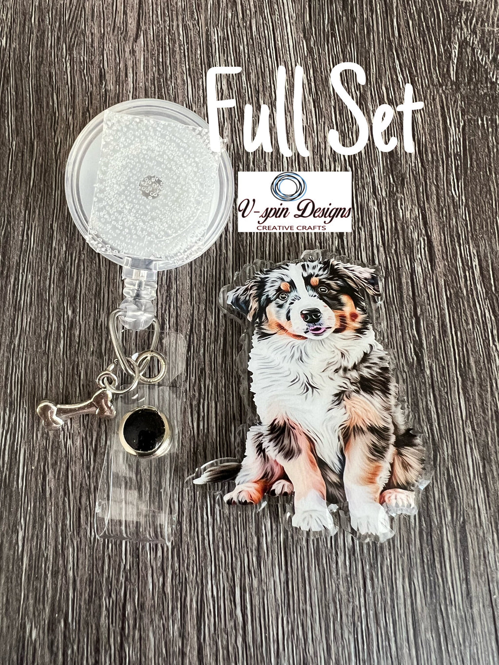 Australian Shepherd Puppy Badge Reel | Retractable Acrylic ID Holder for Dog Lovers