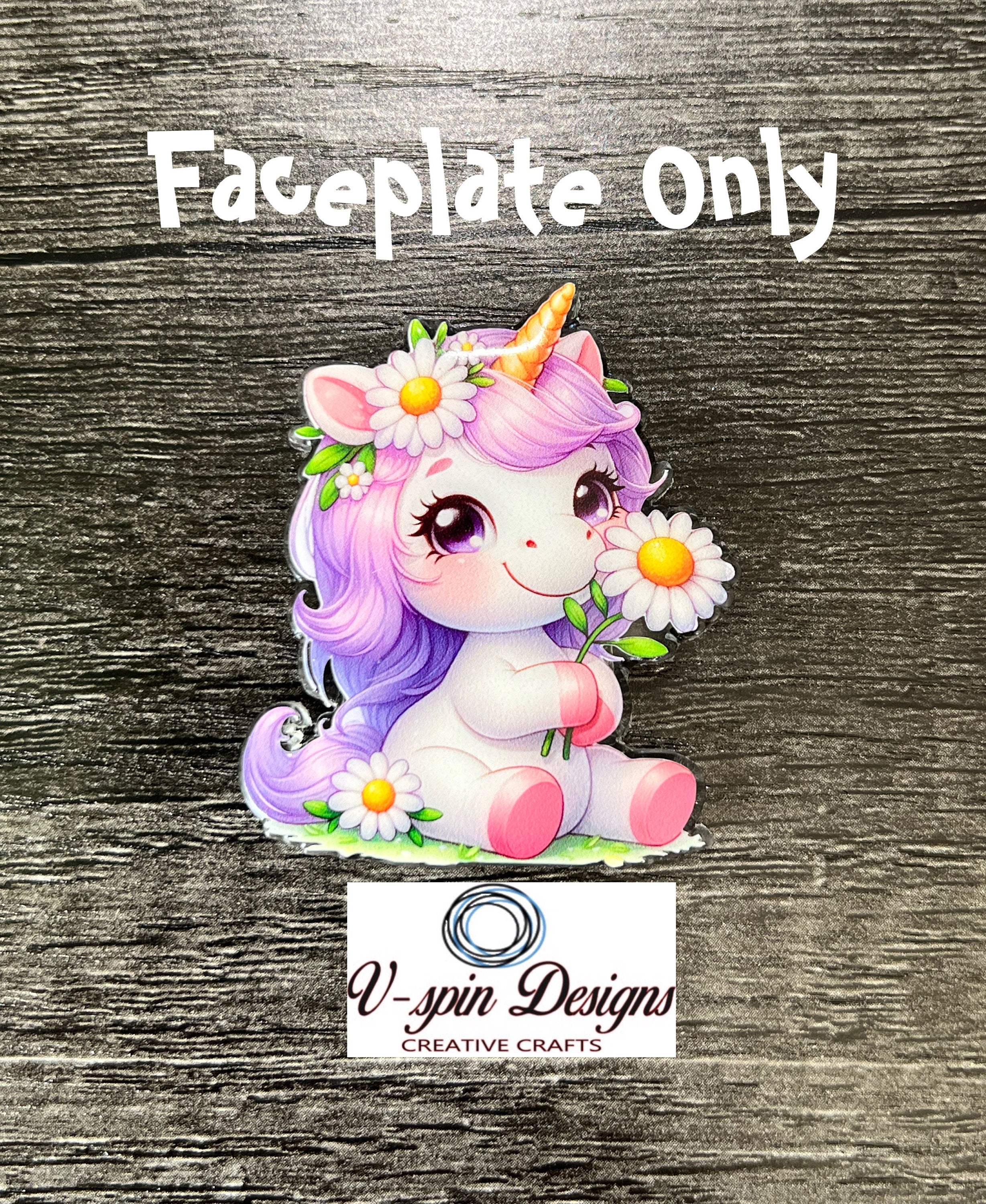 Unicorn Holding a Daisy Badge Reel | Retractable Acrylic ID Holder