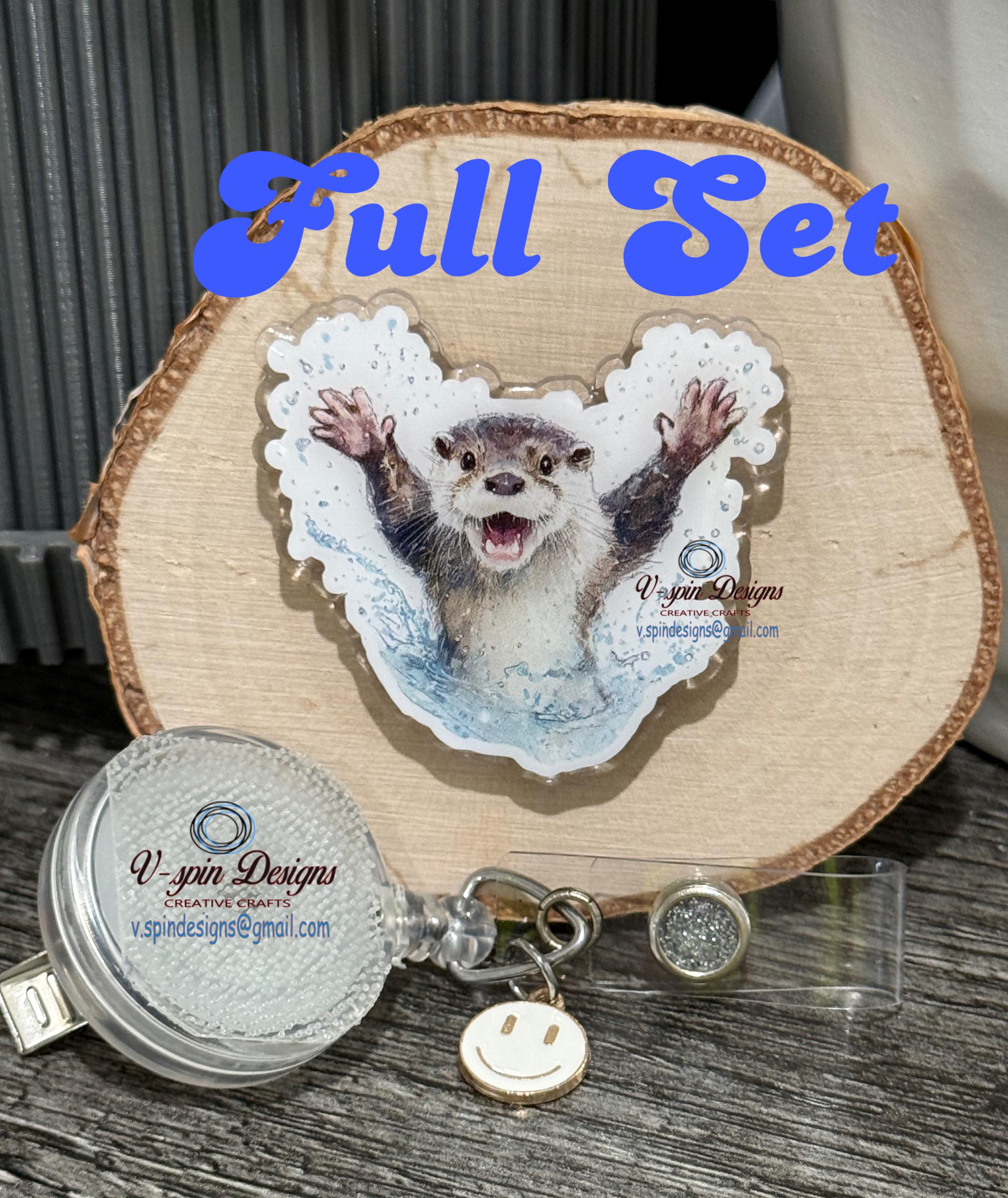 Happy Otter Splash Badge Reel | Funny Retractable Acrylic ID Holder