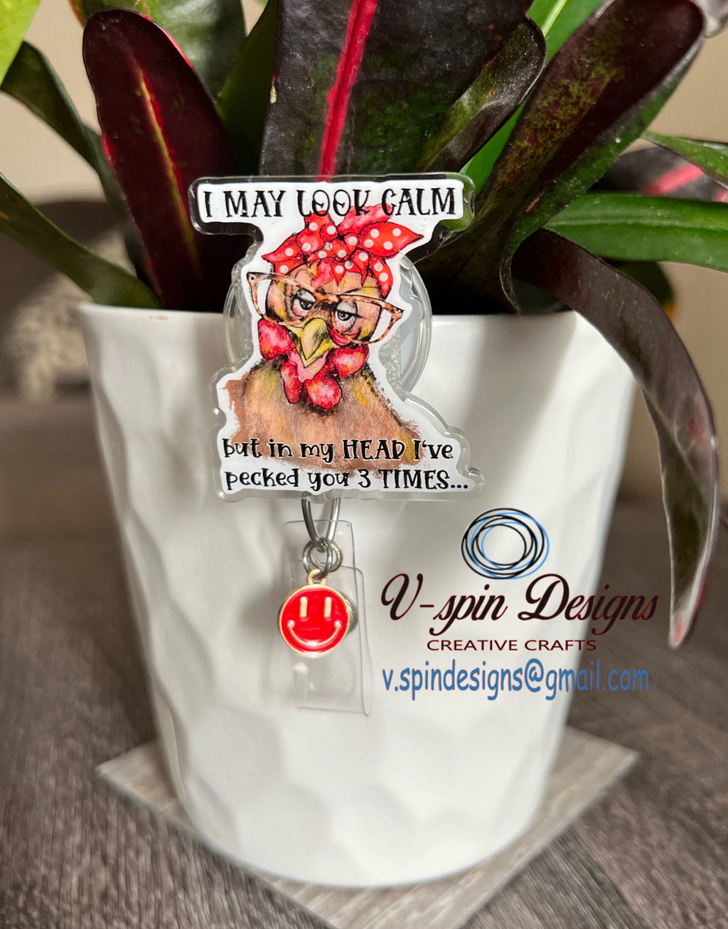 Funny Chicken Badge Reel, Teacher ID Holder, Nurse Gift