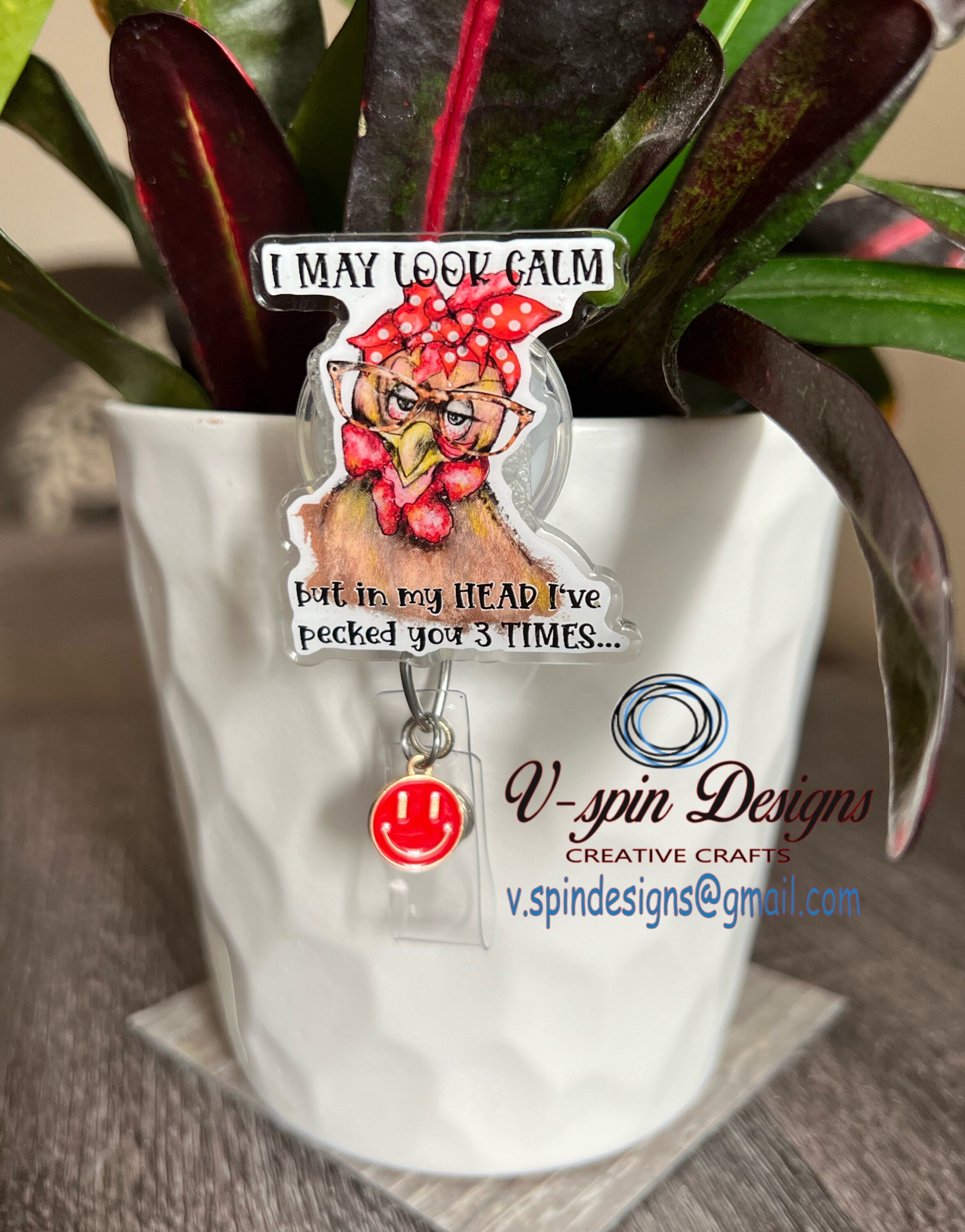 Funny Chicken Badge Reel, Teacher ID Holder, Nurse Gift
