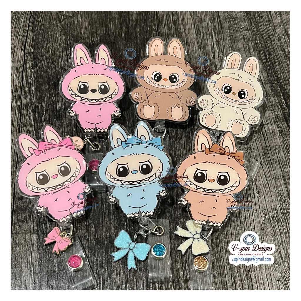Little Monsters Badge Reel: Acrylic ID Holder with Bow/nurse badge reels/badge reel toppers/gift for nurses