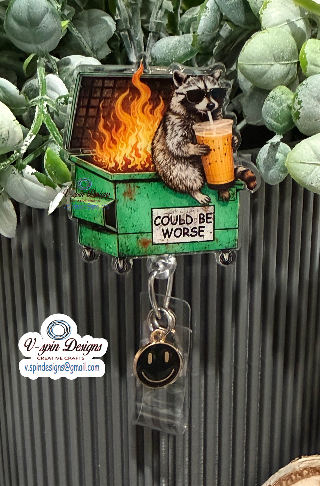 Raccoon "It Could Be Worse" Retractable Badge Reel | Funny Nurse Badge Reel