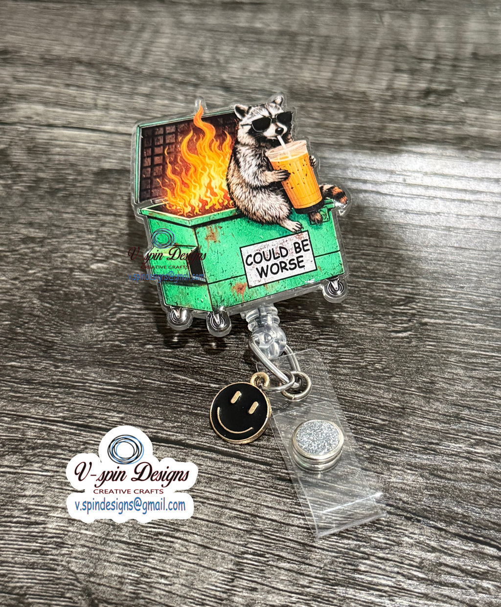Raccoon "It Could Be Worse" Retractable Badge Reel | Funny Nurse Badge Reel