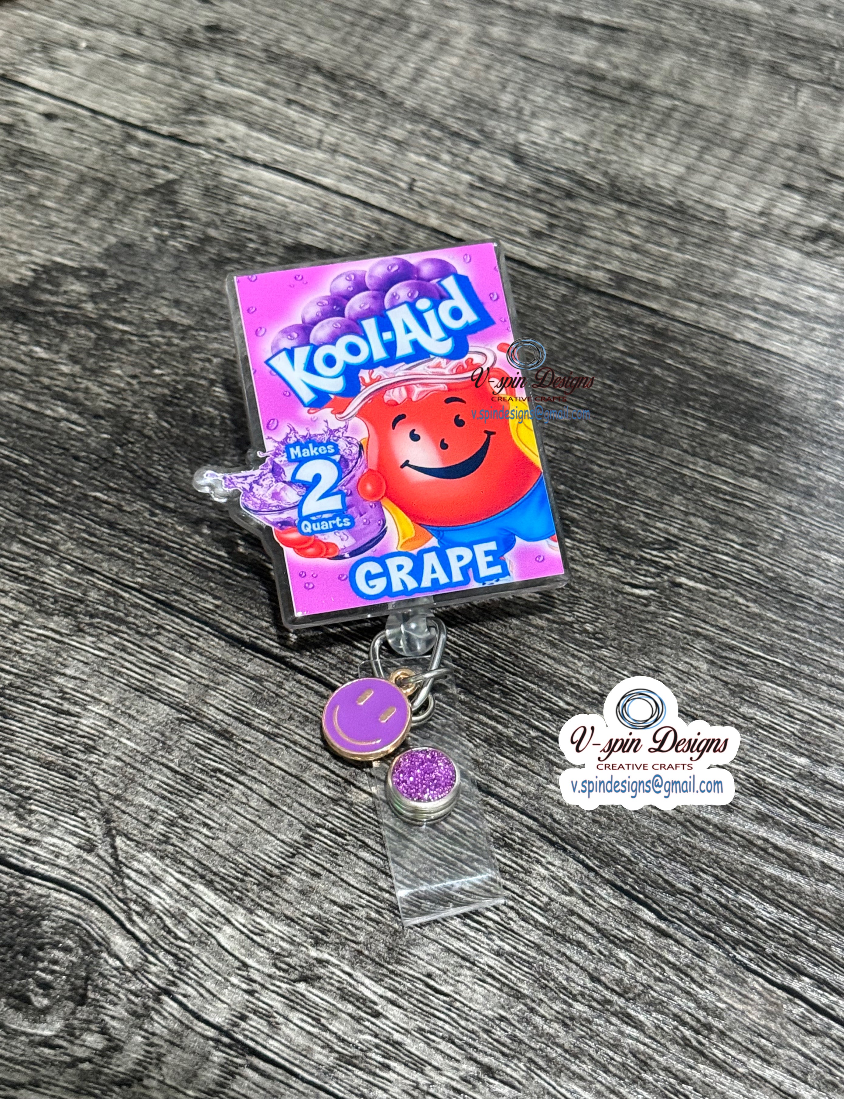 Grape Kool-Aid Badge Reel: Funny badge reels/nurse badge reels/food badge reels