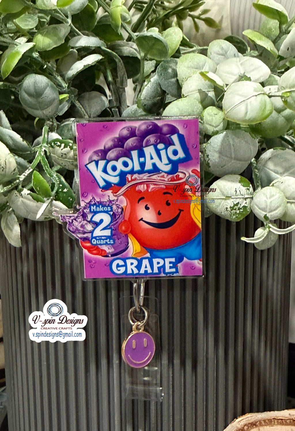 Grape Kool-Aid Badge Reel: Funny badge reels/nurse badge reels/food badge reels