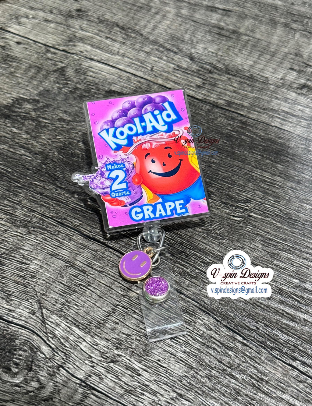 Grape Kool-Aid Badge Reel: Funny badge reels/nurse badge reels/food badge reels