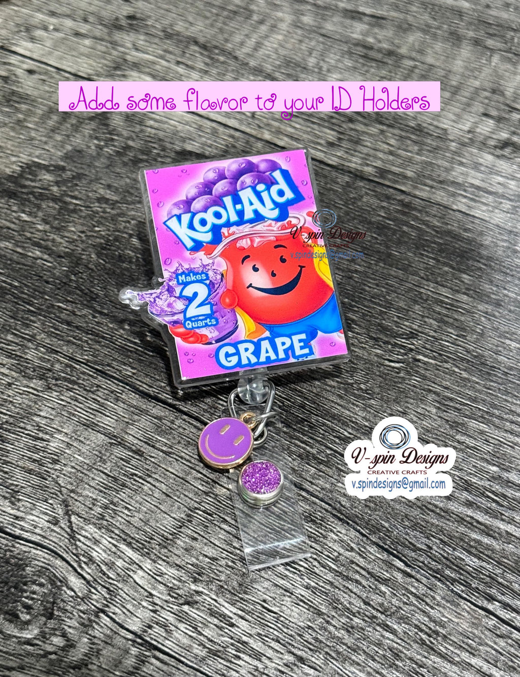 Grape Kool-Aid Badge Reel: Funny badge reels/nurse badge reels/food badge reels