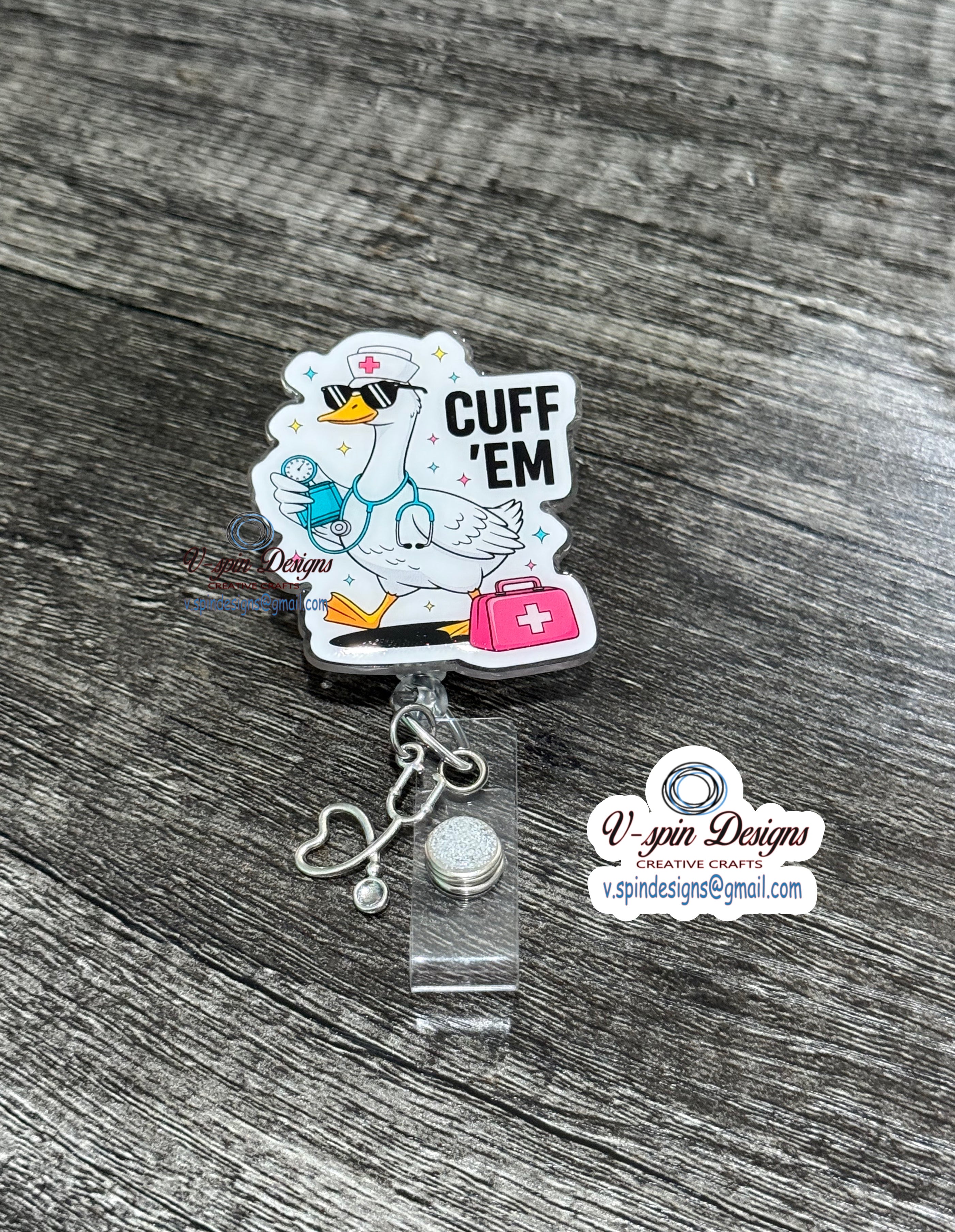Cuff 'EM Nurse Goose Badge Reel