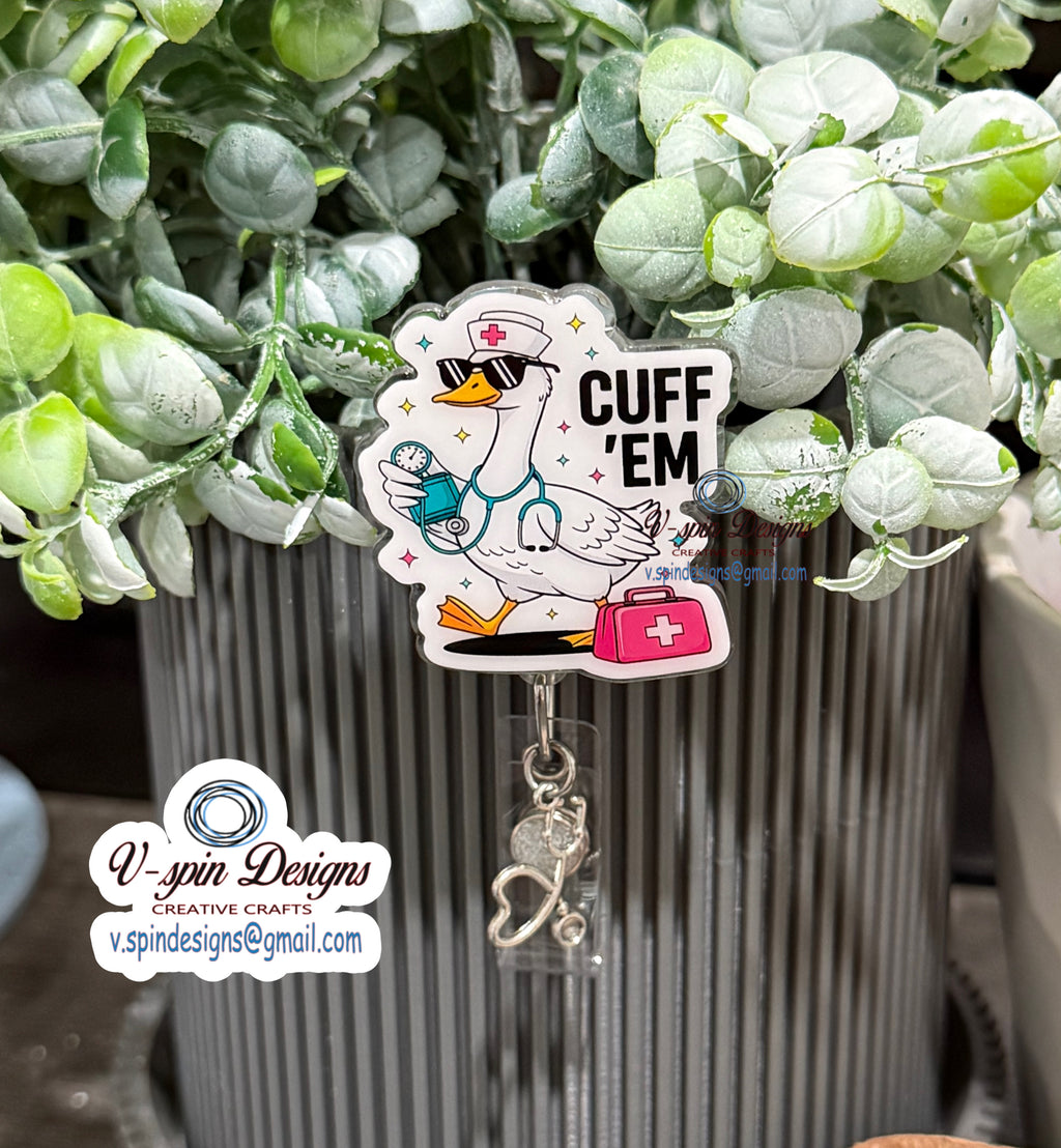 Cuff 'EM Nurse Goose Badge Reel
