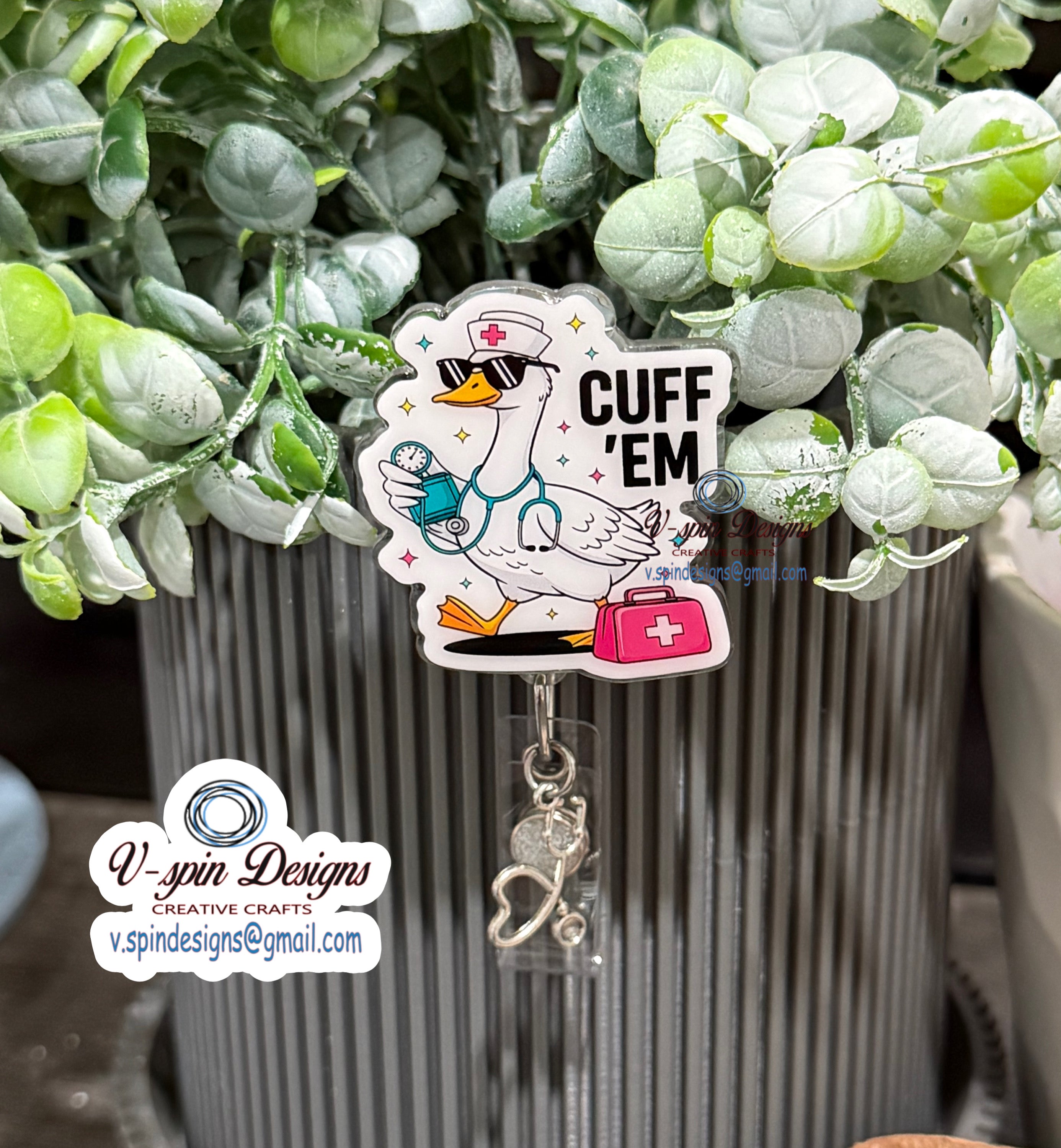 Cuff 'EM Nurse Goose Badge Reel