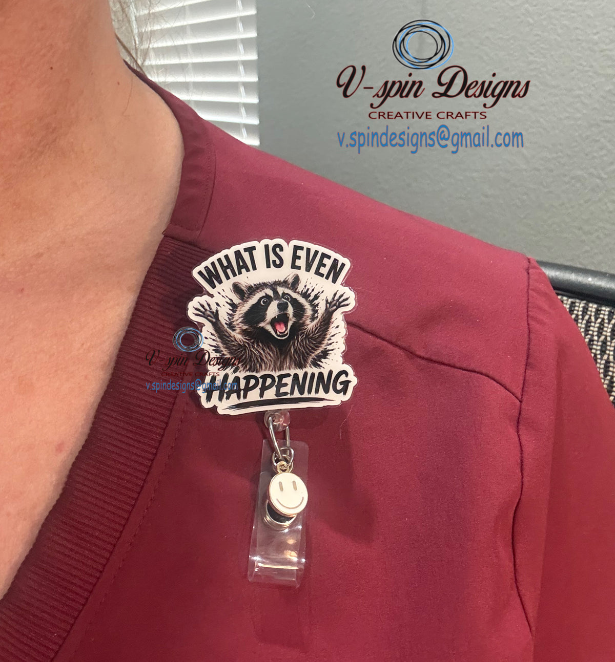 Raccoon "What is Even Happening" Retractable Badge Reel | Funny Nurse Badge Reel (Copy)