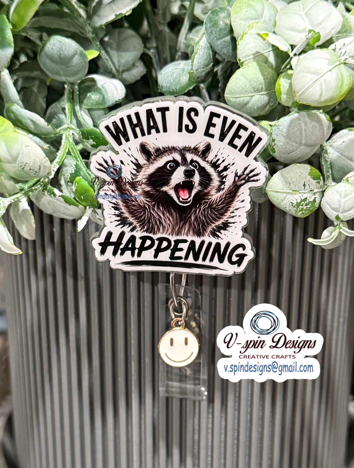 Raccoon "What is Even Happening" Retractable Badge Reel | Funny Nurse Badge Reel (Copy)