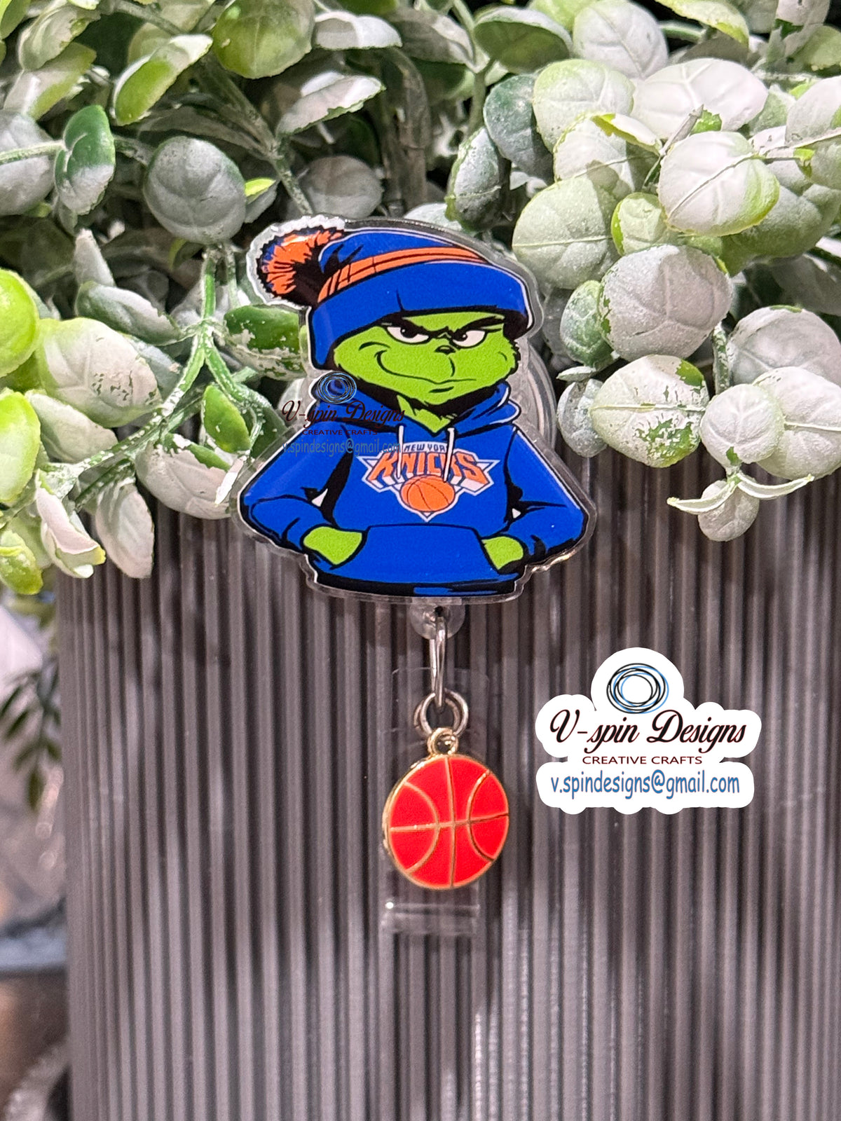 Custom Grinch Basketball Badge Reel | Sports Fan Retractable Acrylic ID Holder (Copy)