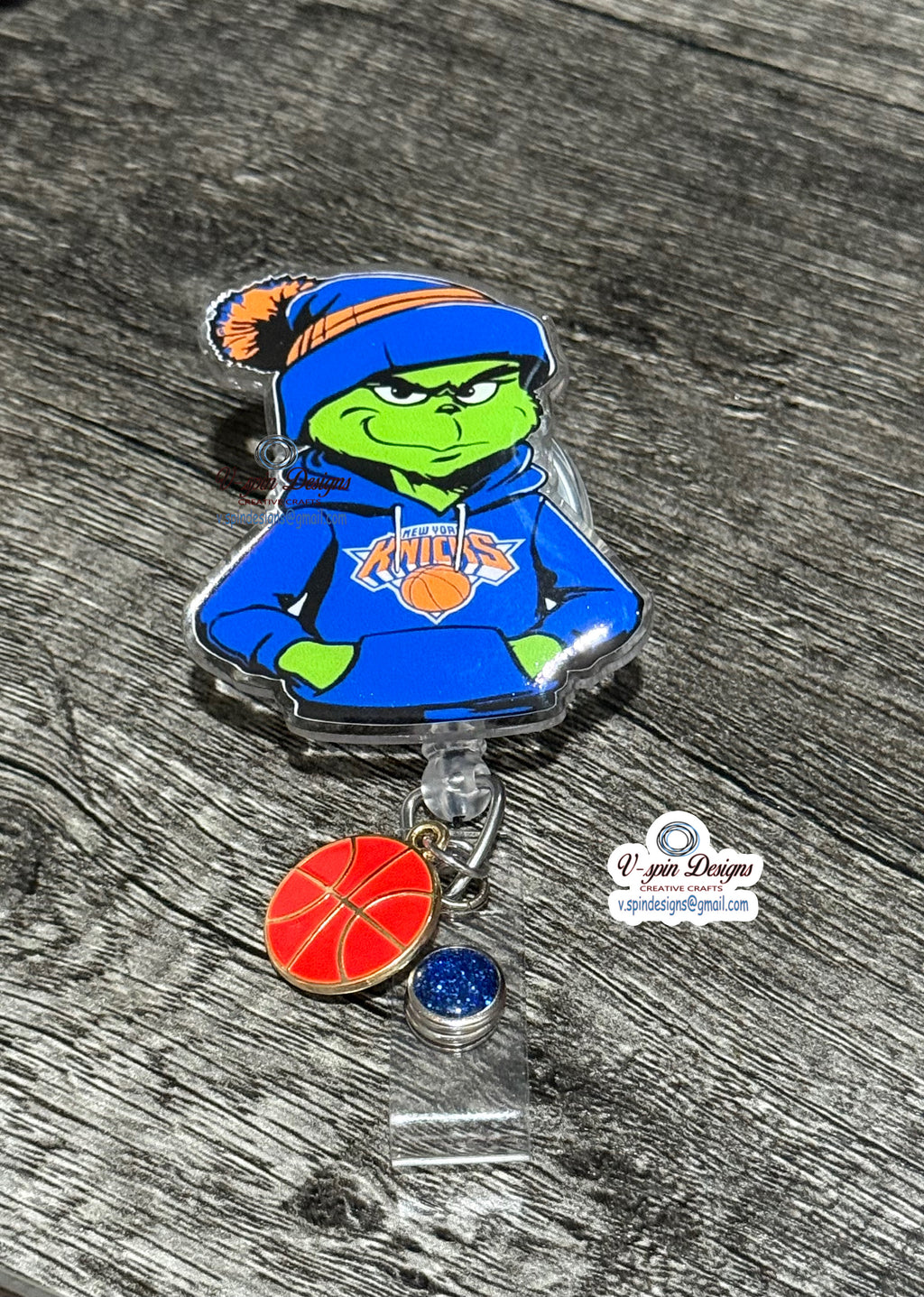 Custom Grinch Basketball Badge Reel | Sports Fan Retractable Acrylic ID Holder (Copy)