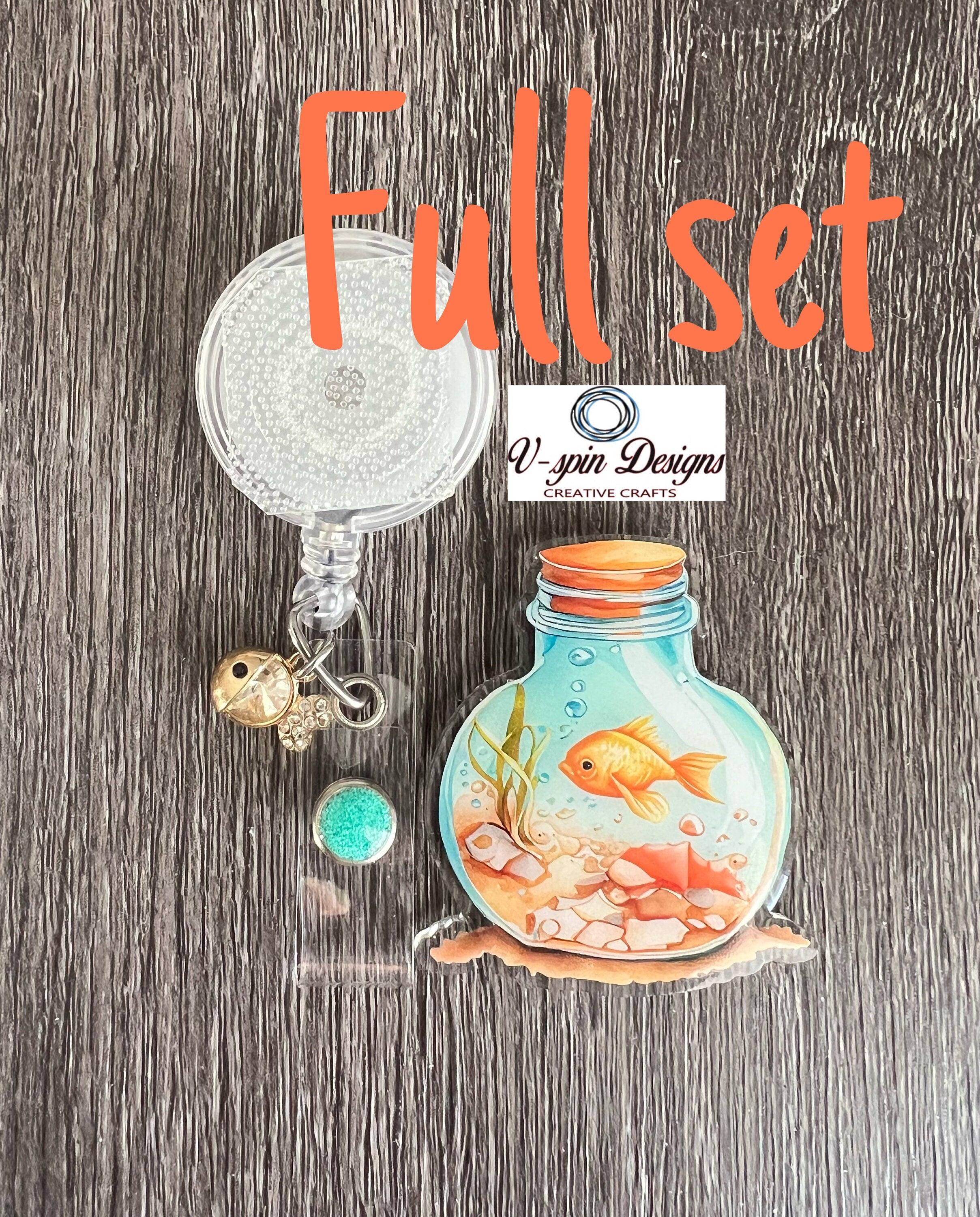 Goldfish in-a bottle retractable badge reel/ID holder/nurse/card holder/teachers/students/fish