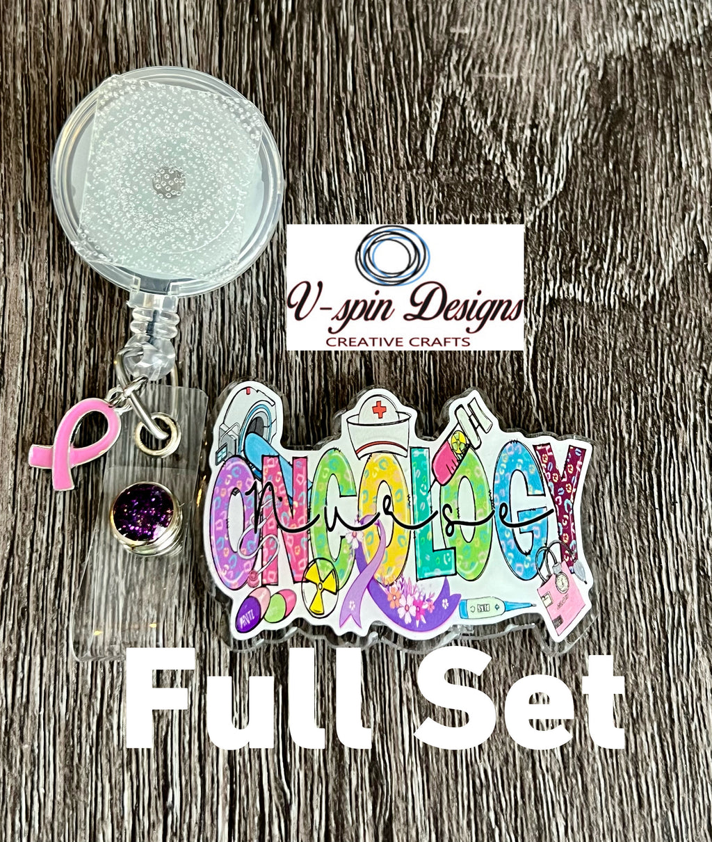 Oncology Nurse Badge Reel | Retractable Acrylic ID Holder