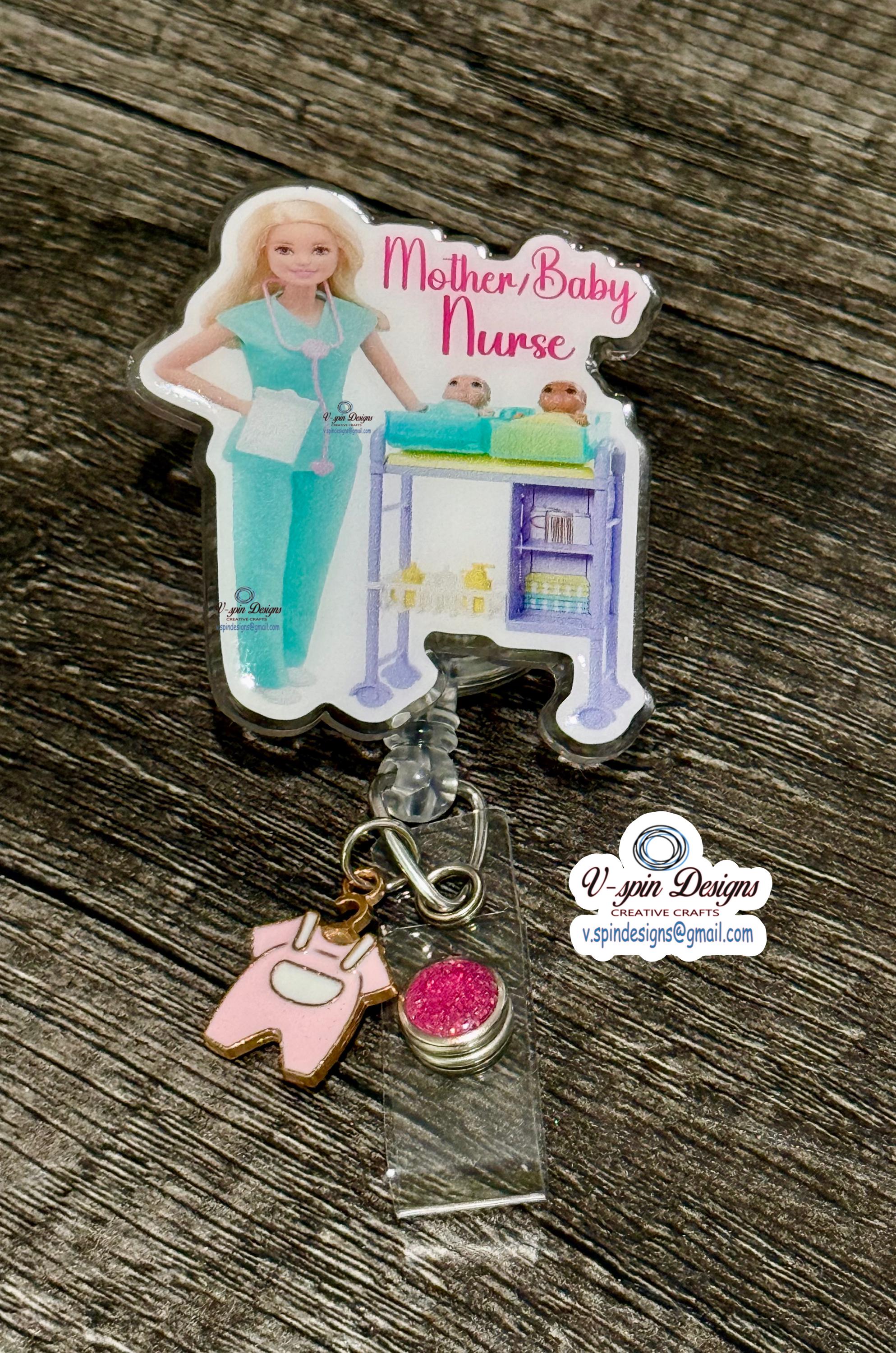 Mother/Baby Nurse Badge Reel | Retractable Acrylic ID Holder