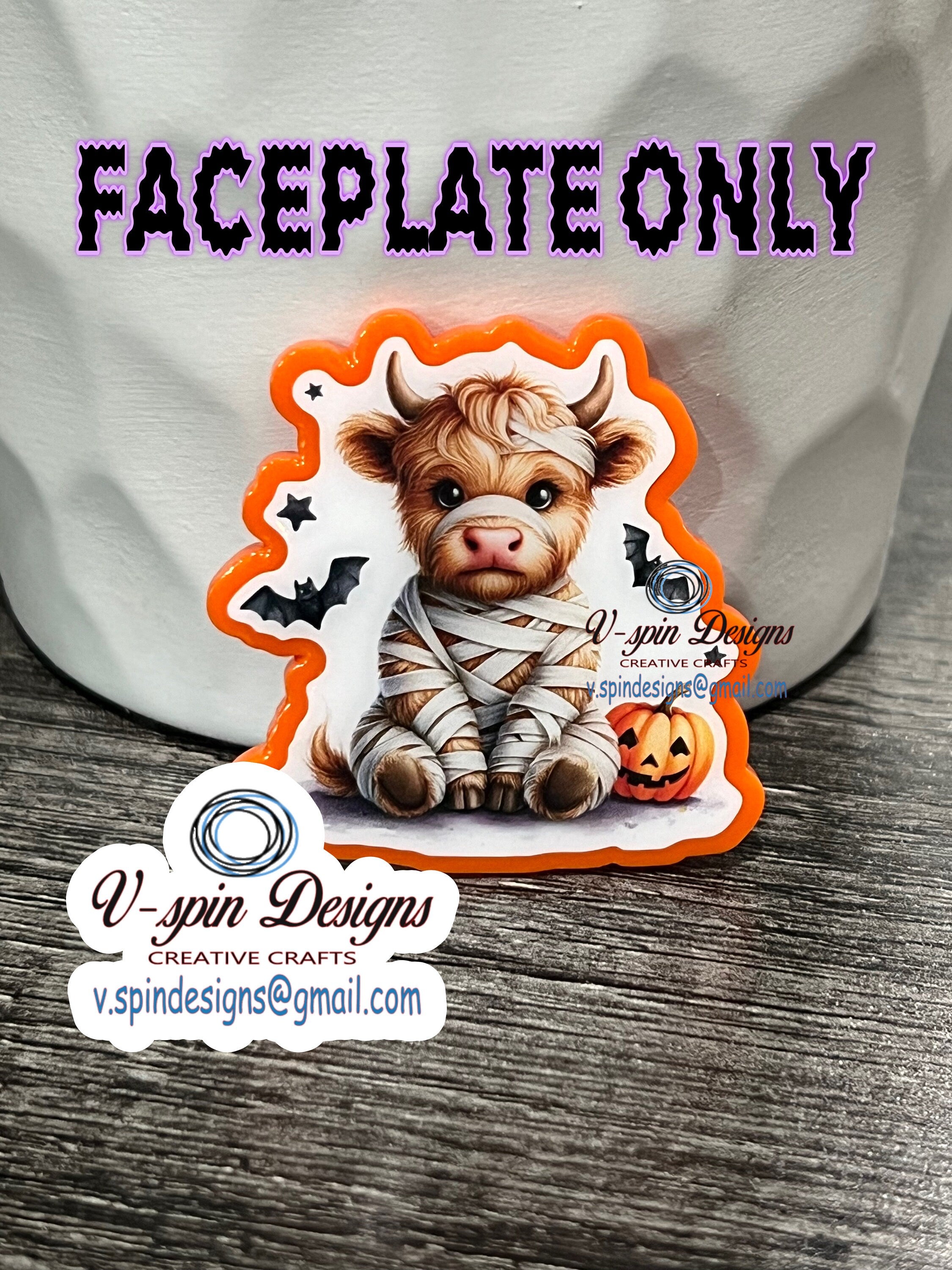 Highland Cow Mummy Badge Reel | Halloween Retractable Acrylic ID Holder