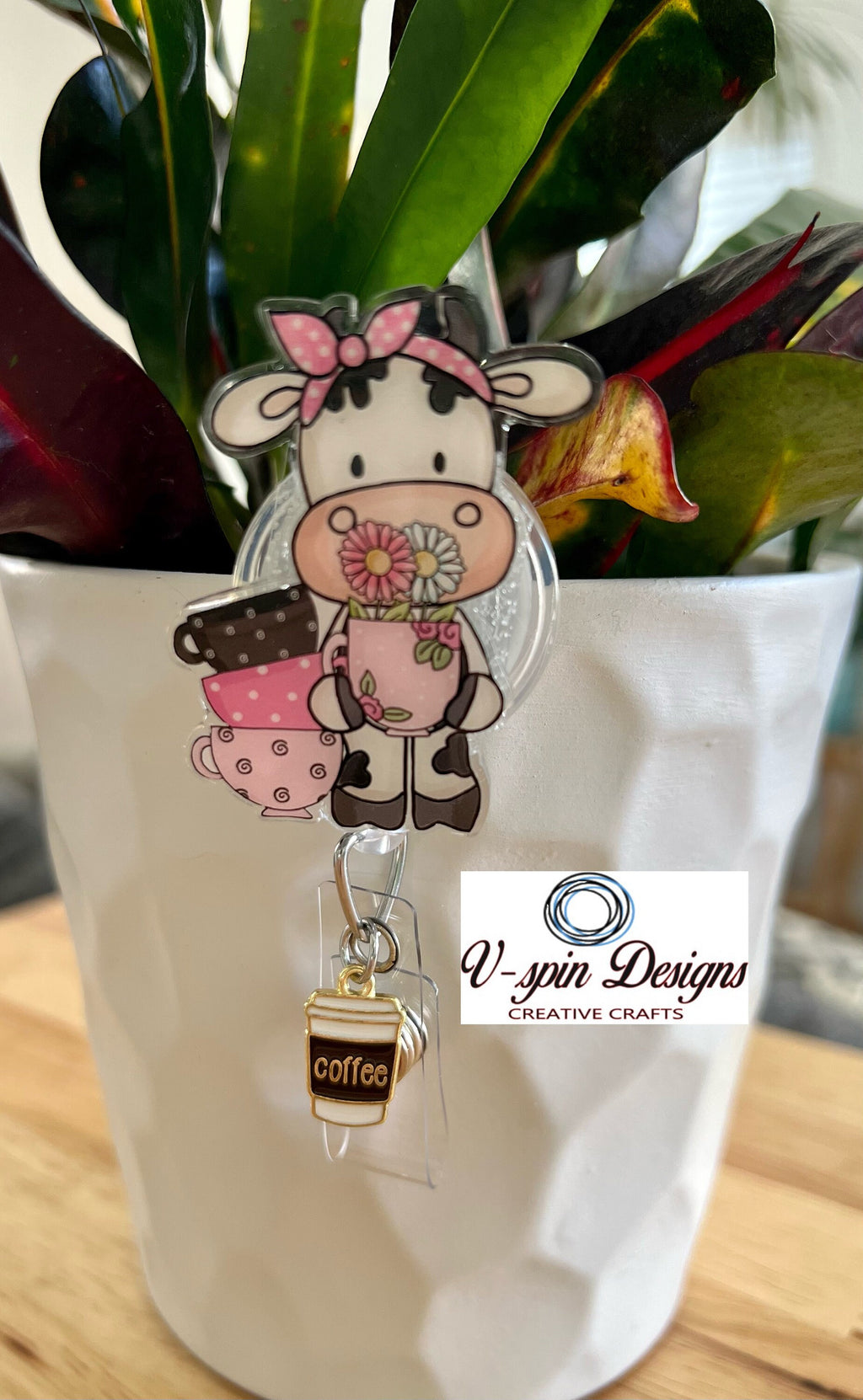 Coffee Cow Bandana Badge Reel | Western Retractable Acrylic ID Holder