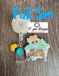Live Laugh Toaster Bath Badge Reel: Funny Retractable Acrylic ID Holder