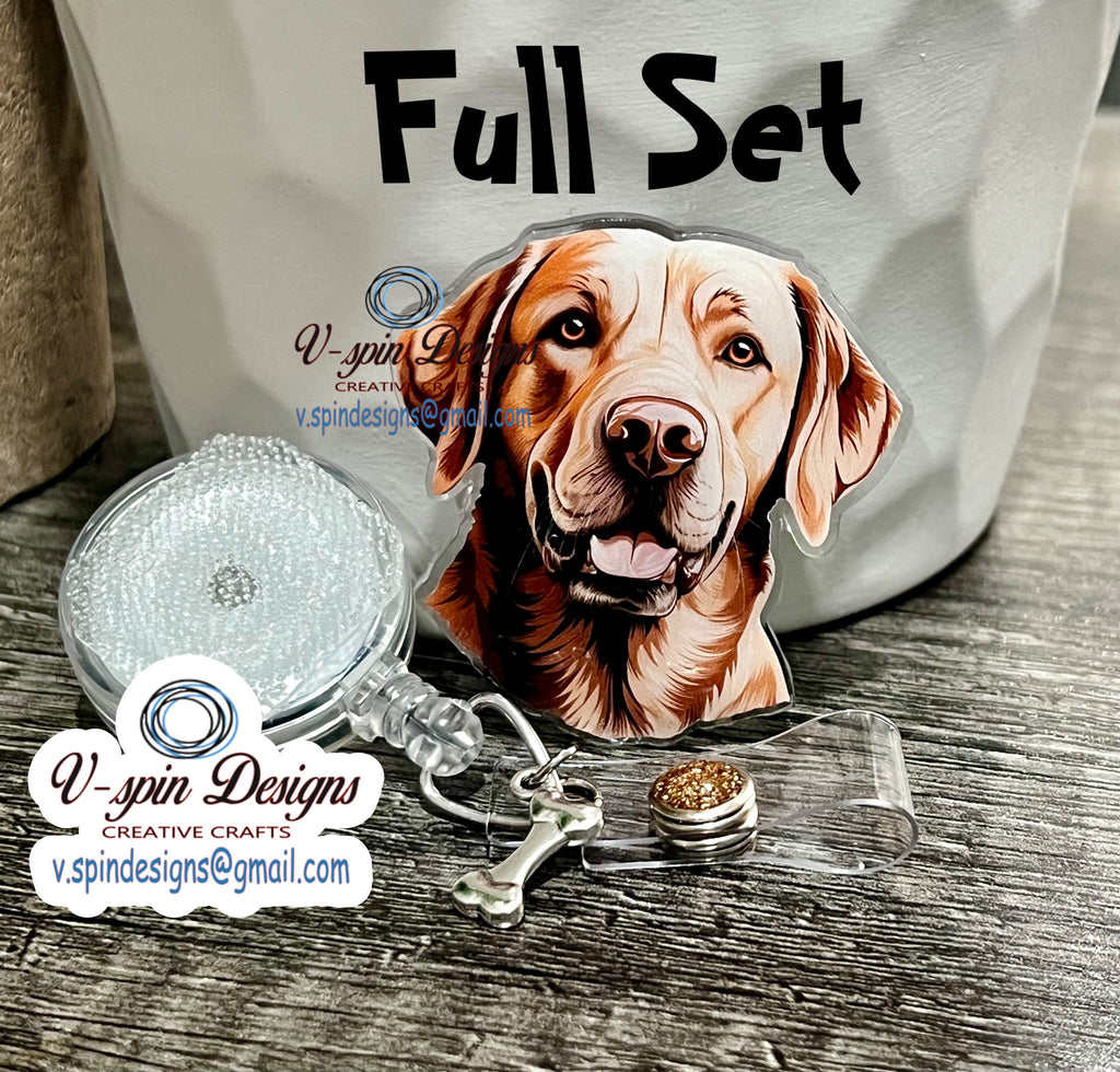 Golden Labrador Dog Badge Reel | Retractable Acrylic ID Holder
