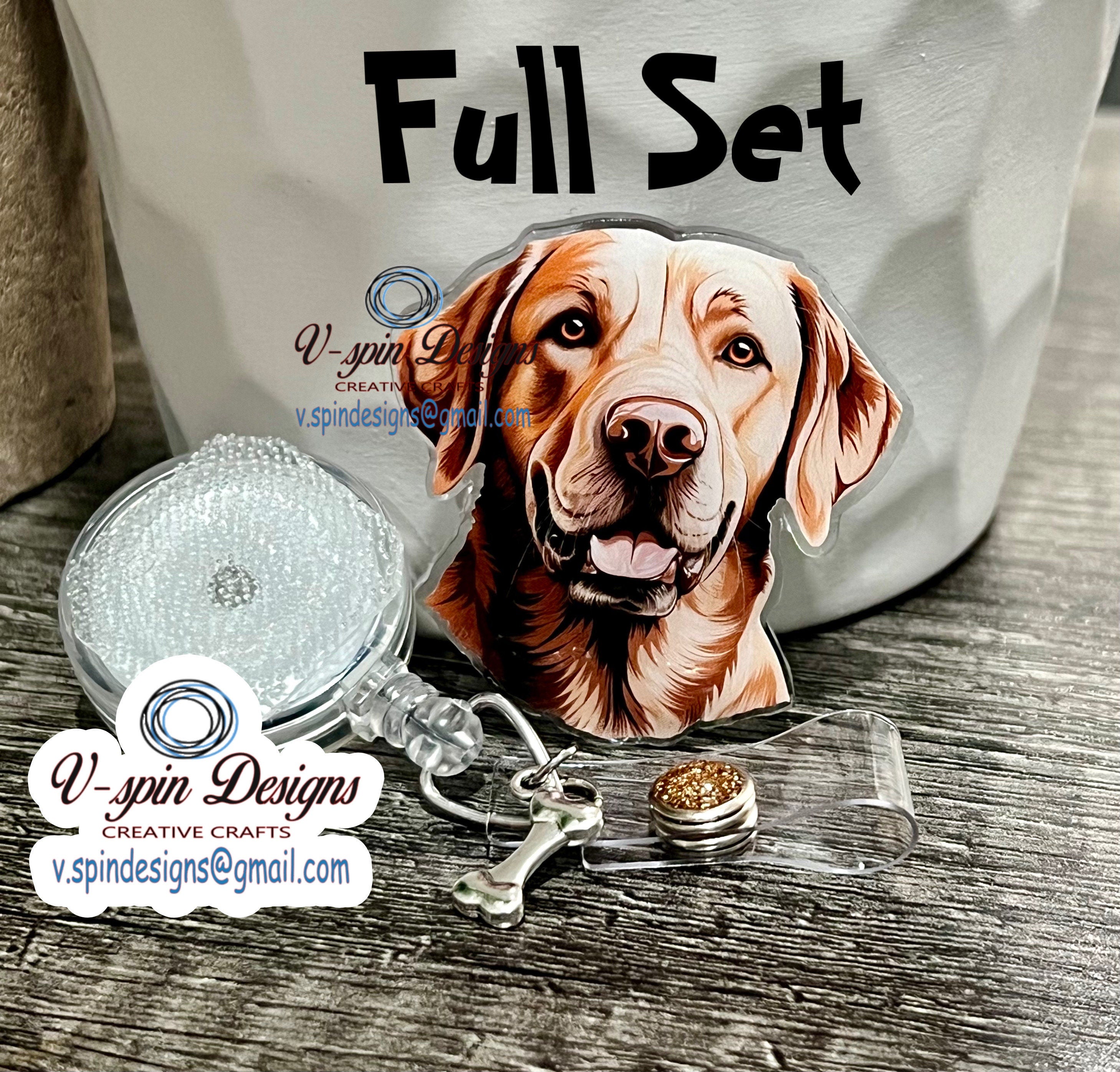 Golden Labrador Dog Badge Reel | Retractable Acrylic ID Holder