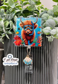 Snorkeling Highland Cow Badge Reel: Summer ID Holder
