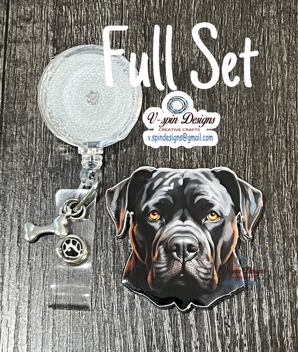 Cane Corso Black dog badge reel/ID Holder/card holder/dog badge reels/nurse badge reels