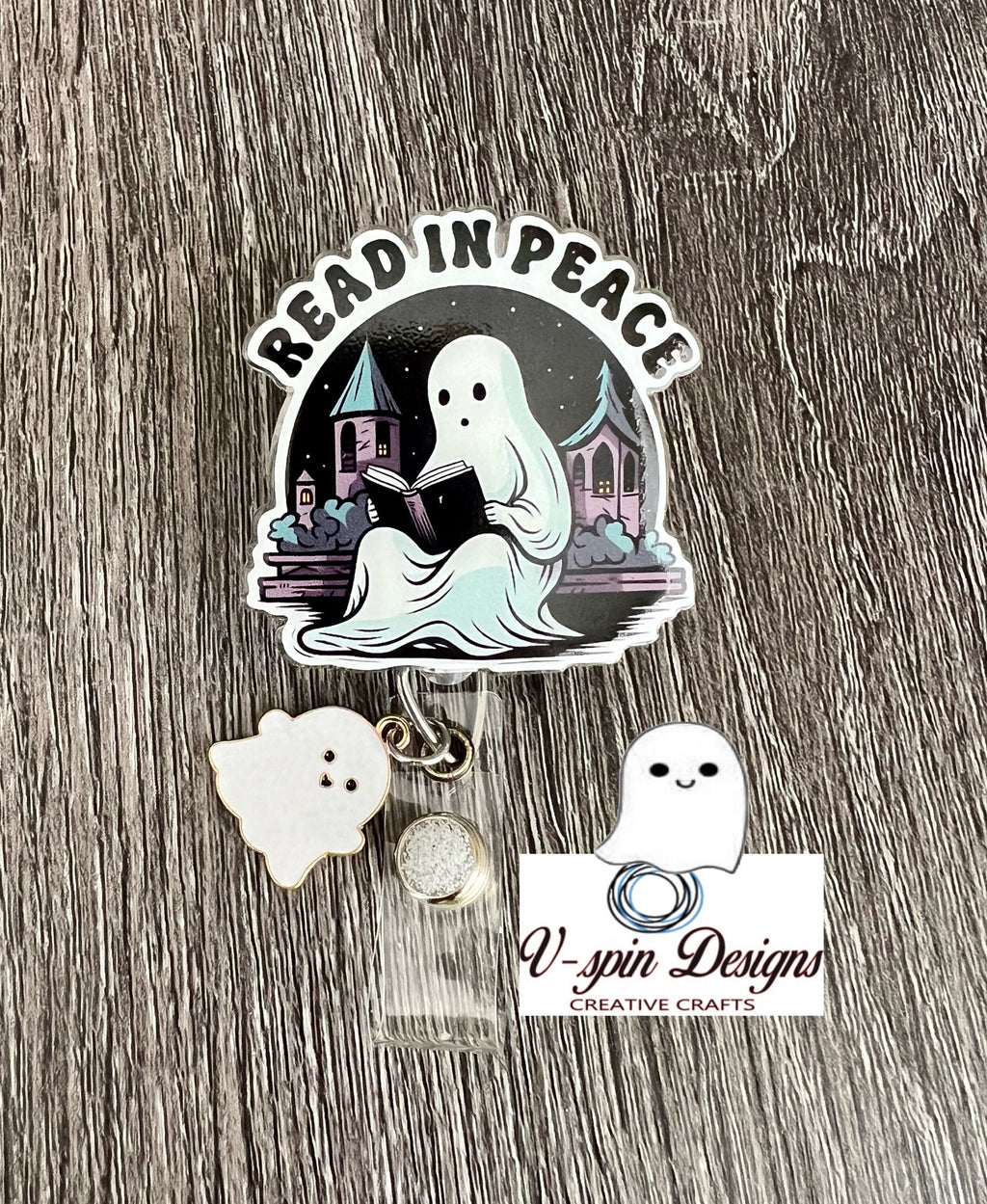 Read In Peace badge reel/ID Holder card holder/nurse badge reels/funny badge reels