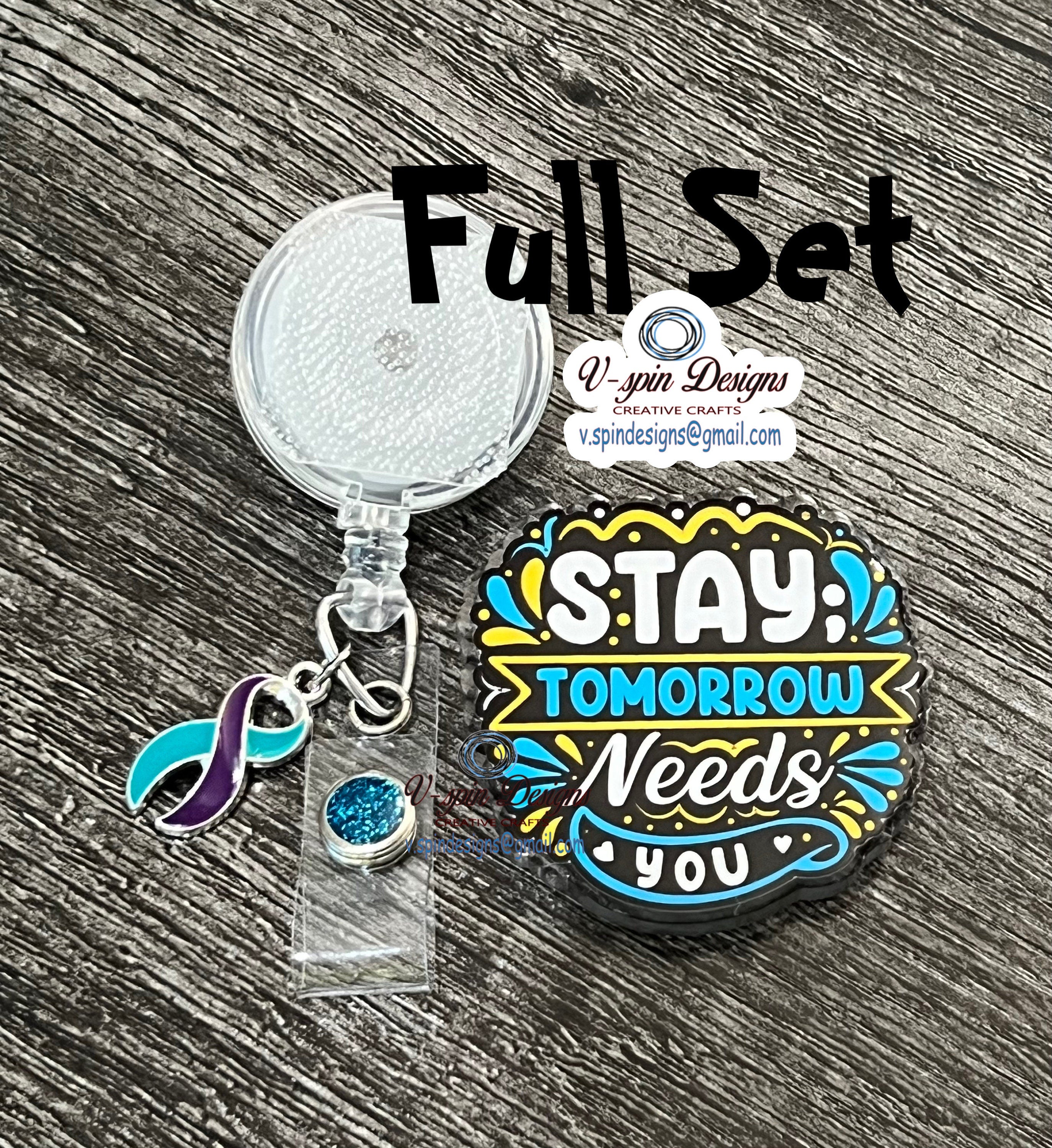 "Stay — Tomorrow Needs You" Suicide Prevention Badge Reel | Awareness ID Holder