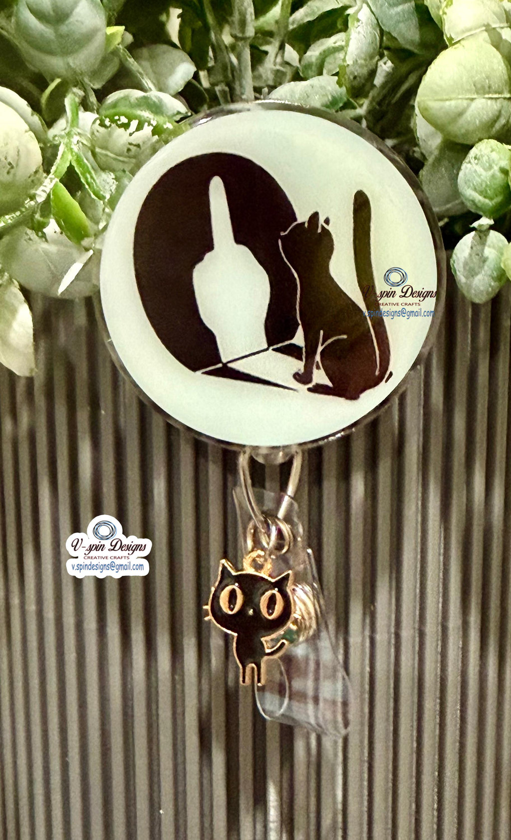 Funny Cat Shadow Badge Reel | Retractable Acrylic ID Holder