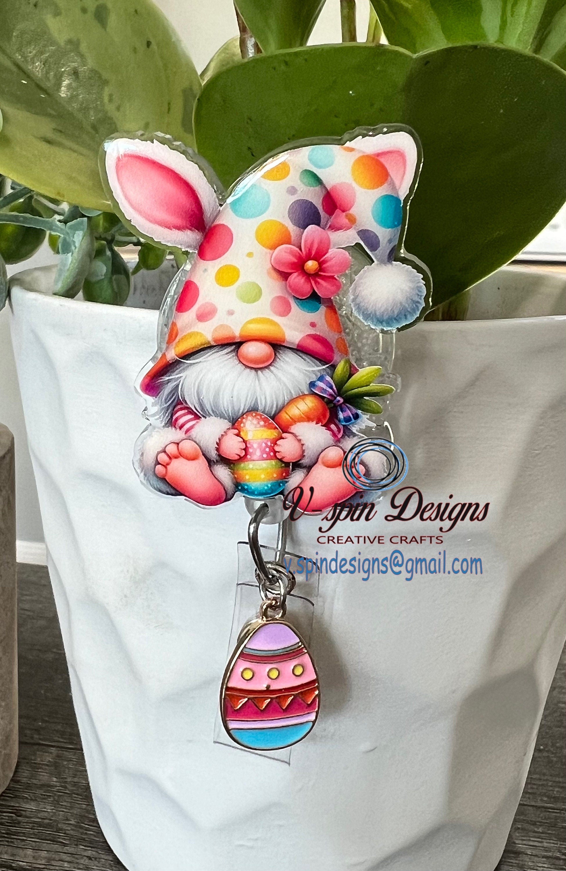 Easter Gnome, badge reel/ID Holder/card holder/teachers/nurses/Easter/gnomes
