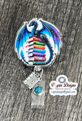 Fantasy Dragon Book badge reels/ID Holder/nurses/teachers/Book lovers/dragons