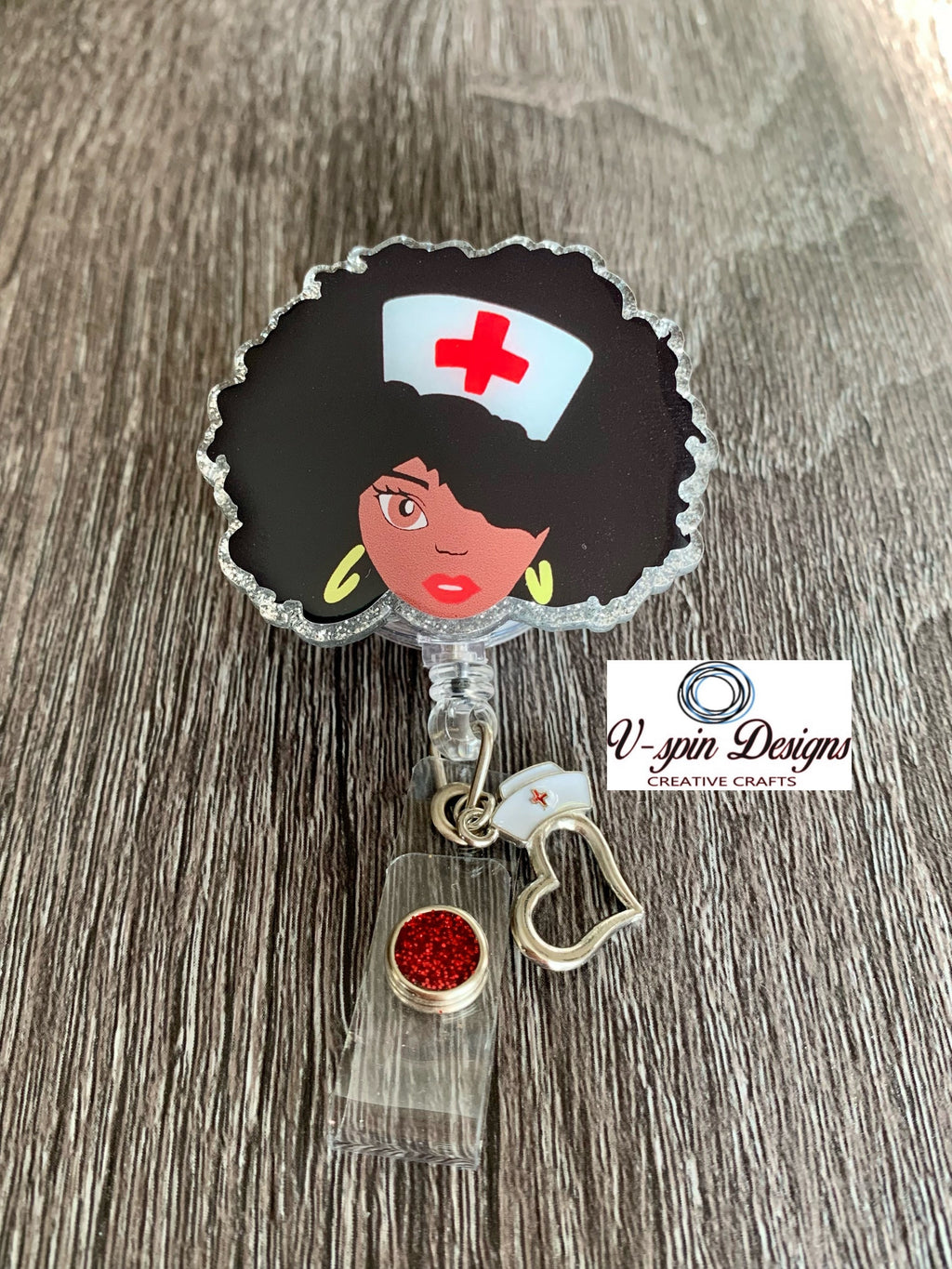Nurse Badge Reel | Retractable Acrylic ID Holder with Charm