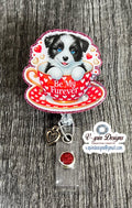 Border Collie Cup badge reel/ID Holder/card holder/teachers/nurses/dog badge reels