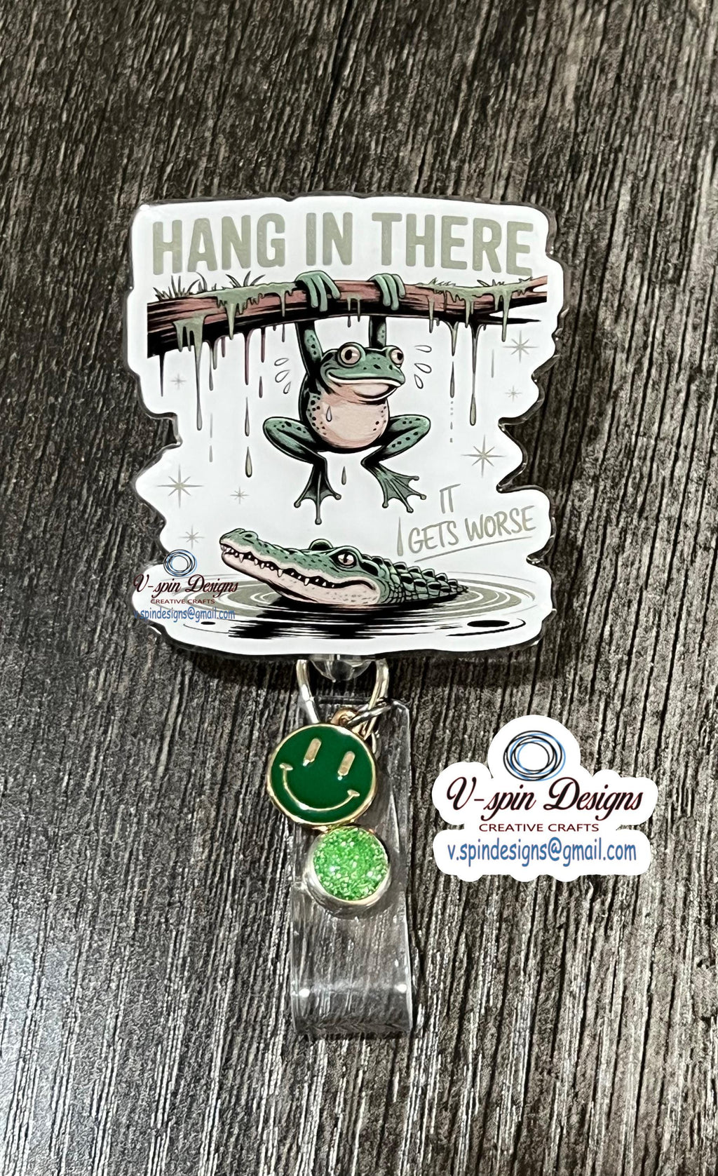 Funny “Hang in There it Gets Worse” sarcastic badge reels/funny badge reels